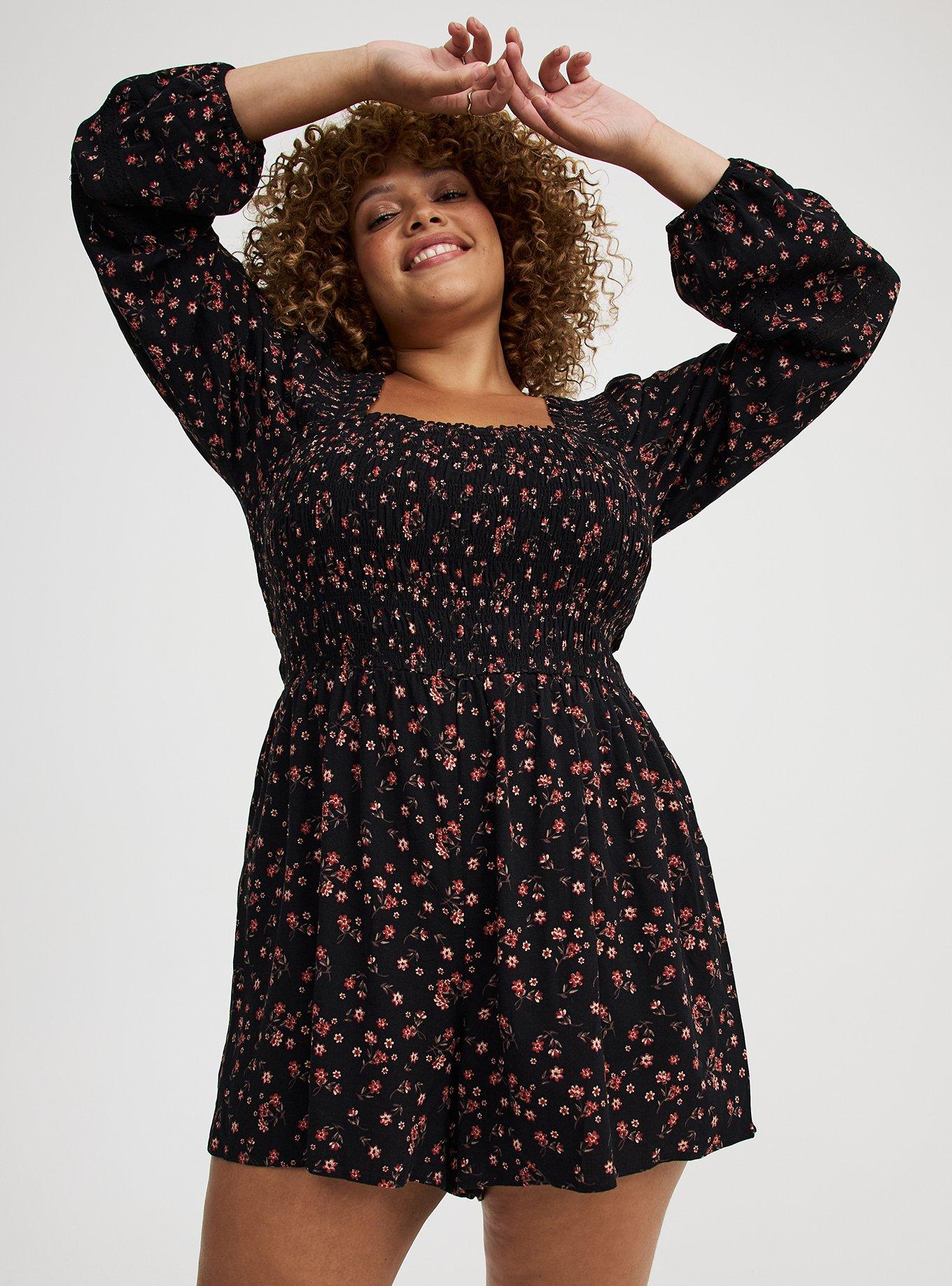 Long-Sleeve Smocked Romper