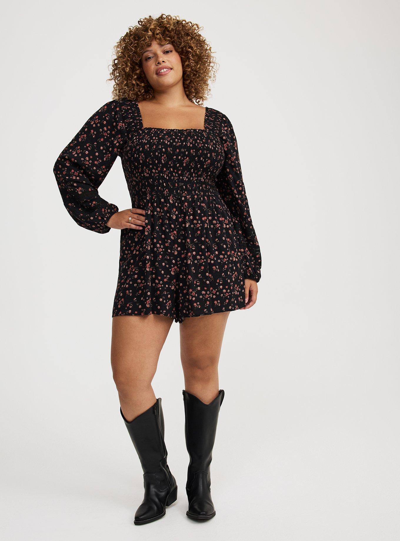 Long-Sleeve Smocked Romper