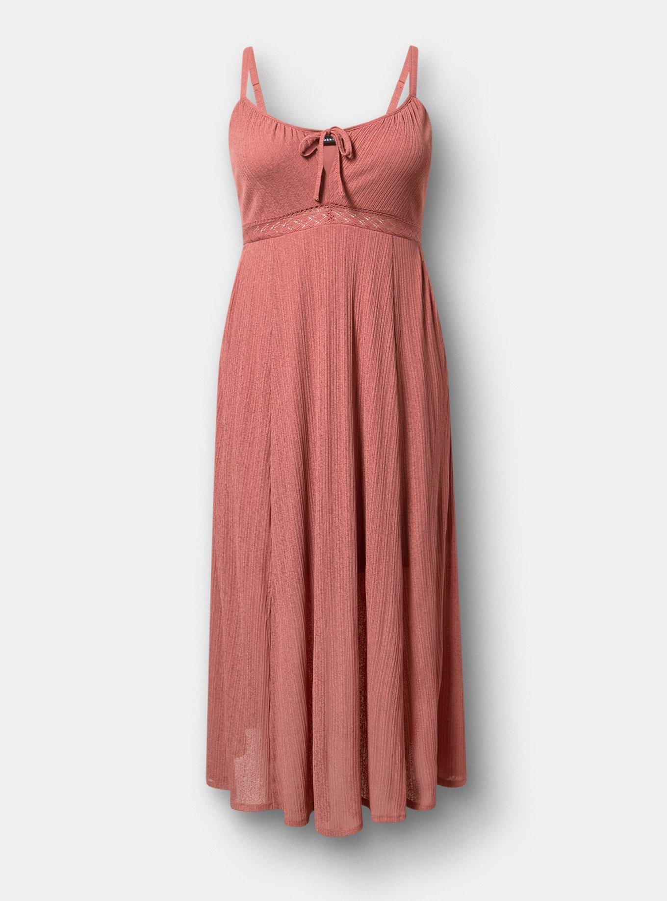 Plus Size Double-Slit Maxi Dress, LIGHT MAHOGANY, flat