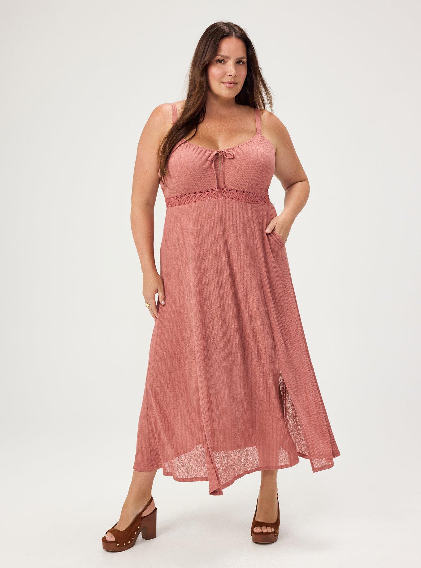 plus size high slit maxi dress Plus Size - Double-Slit Maxi Dress