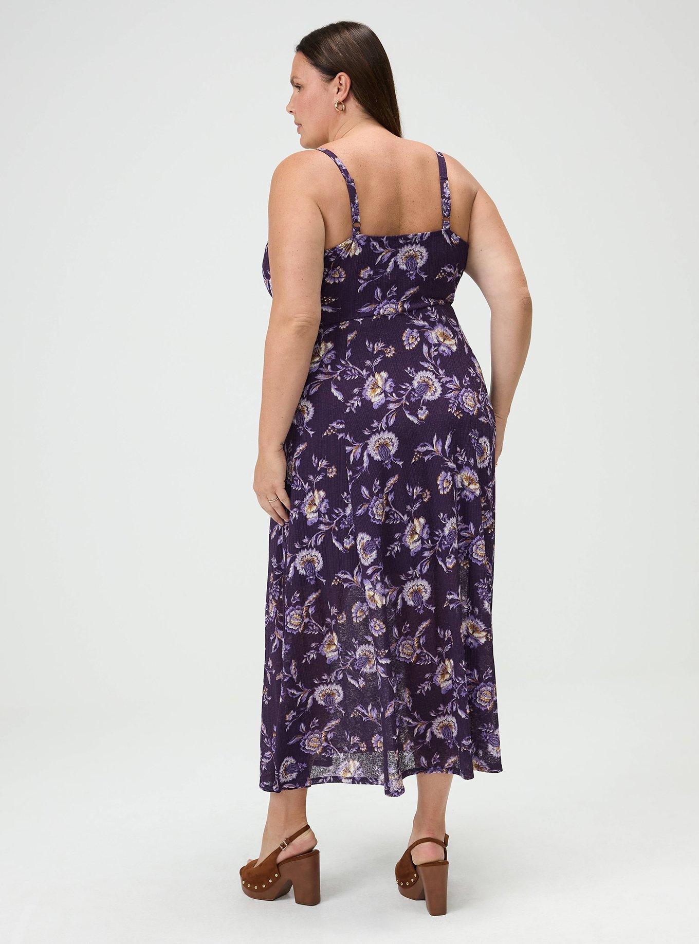 Double-Slit Maxi Dress, LANA JACOBEAN PURPLE, alternate
