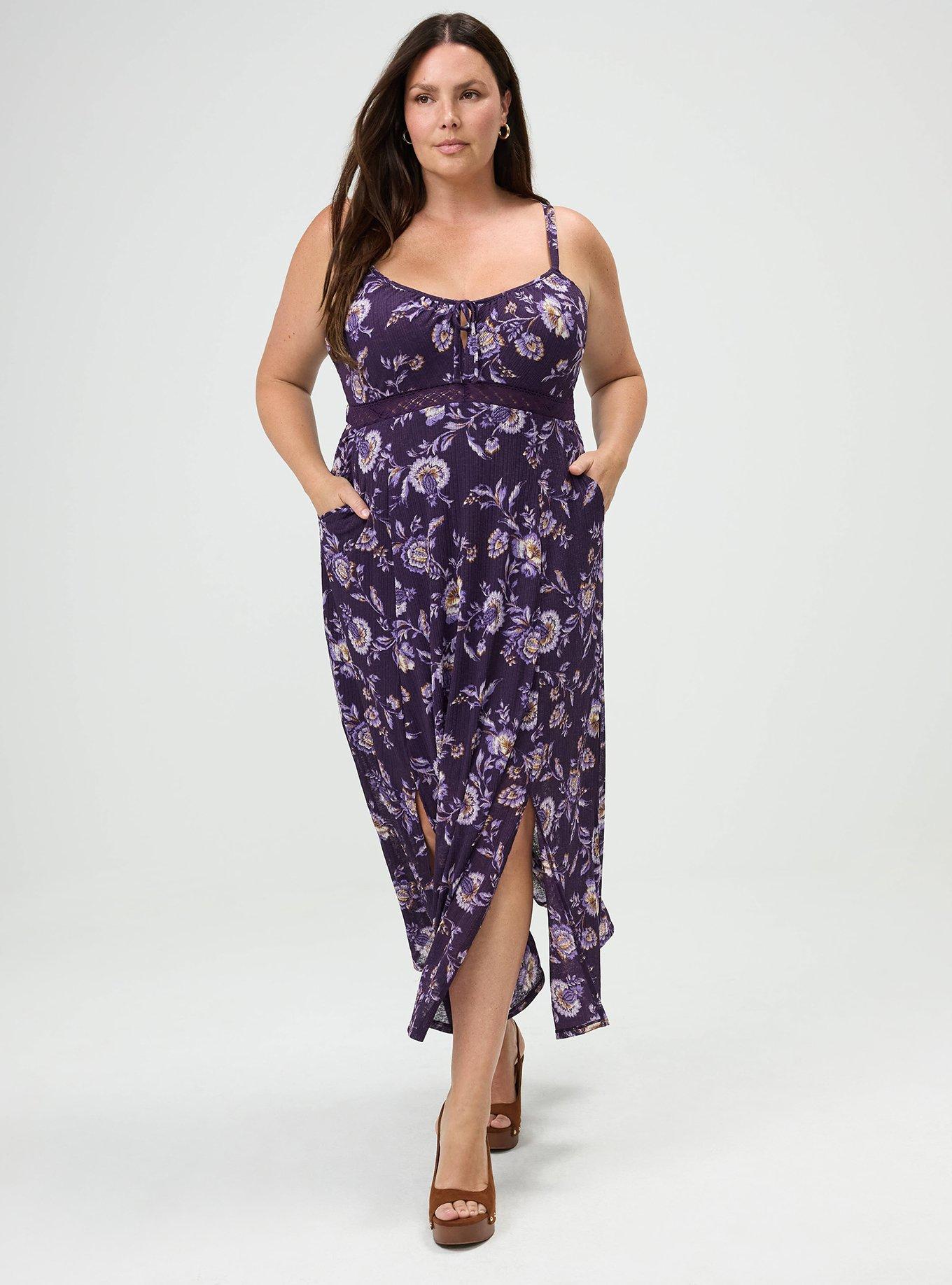 Double-Slit Maxi Dress, LANA JACOBEAN PURPLE, alternate