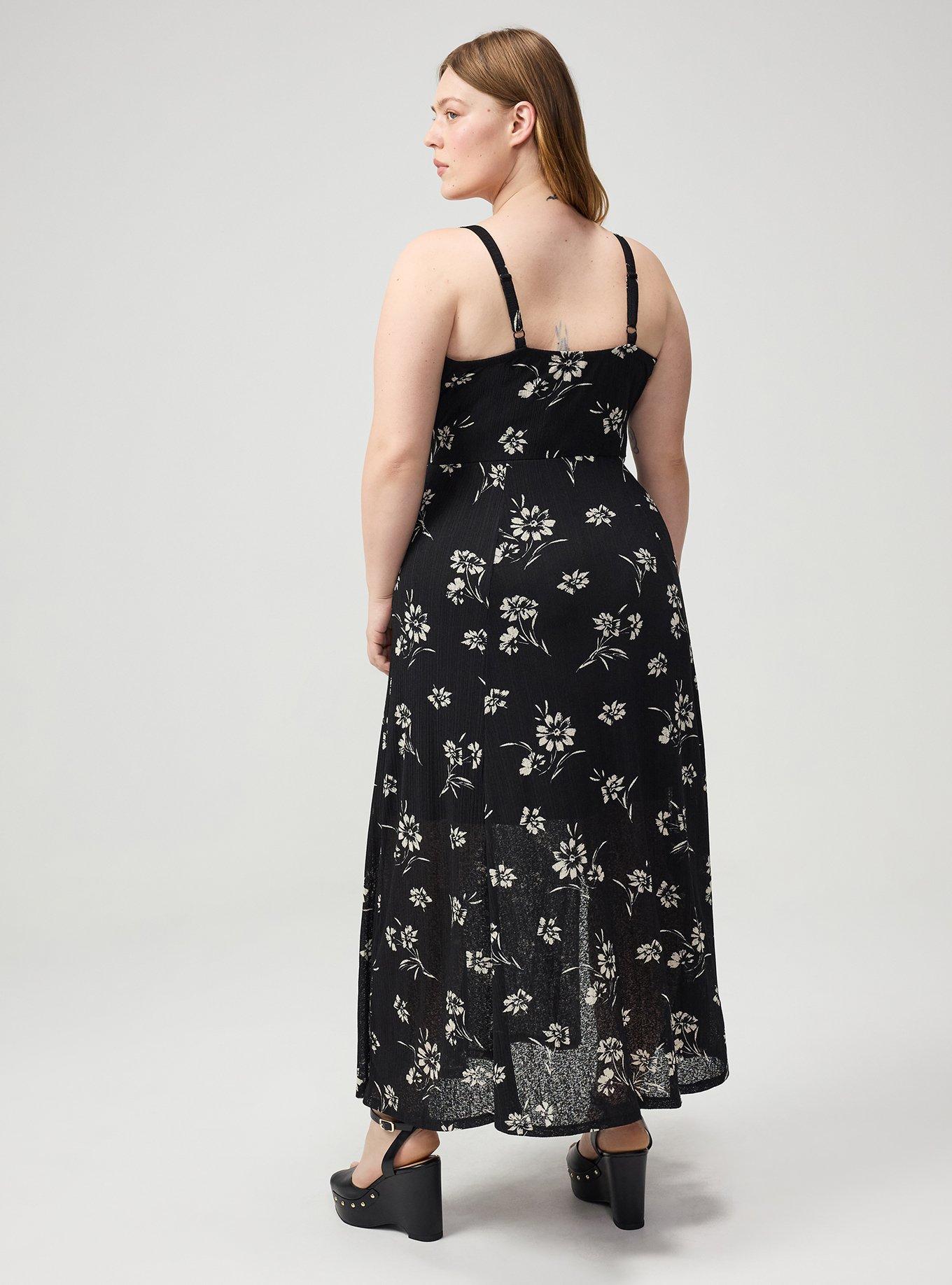double slit black dress Strapless ultra soft and stretchy fabric Double Thigh-high Slits Black A-line