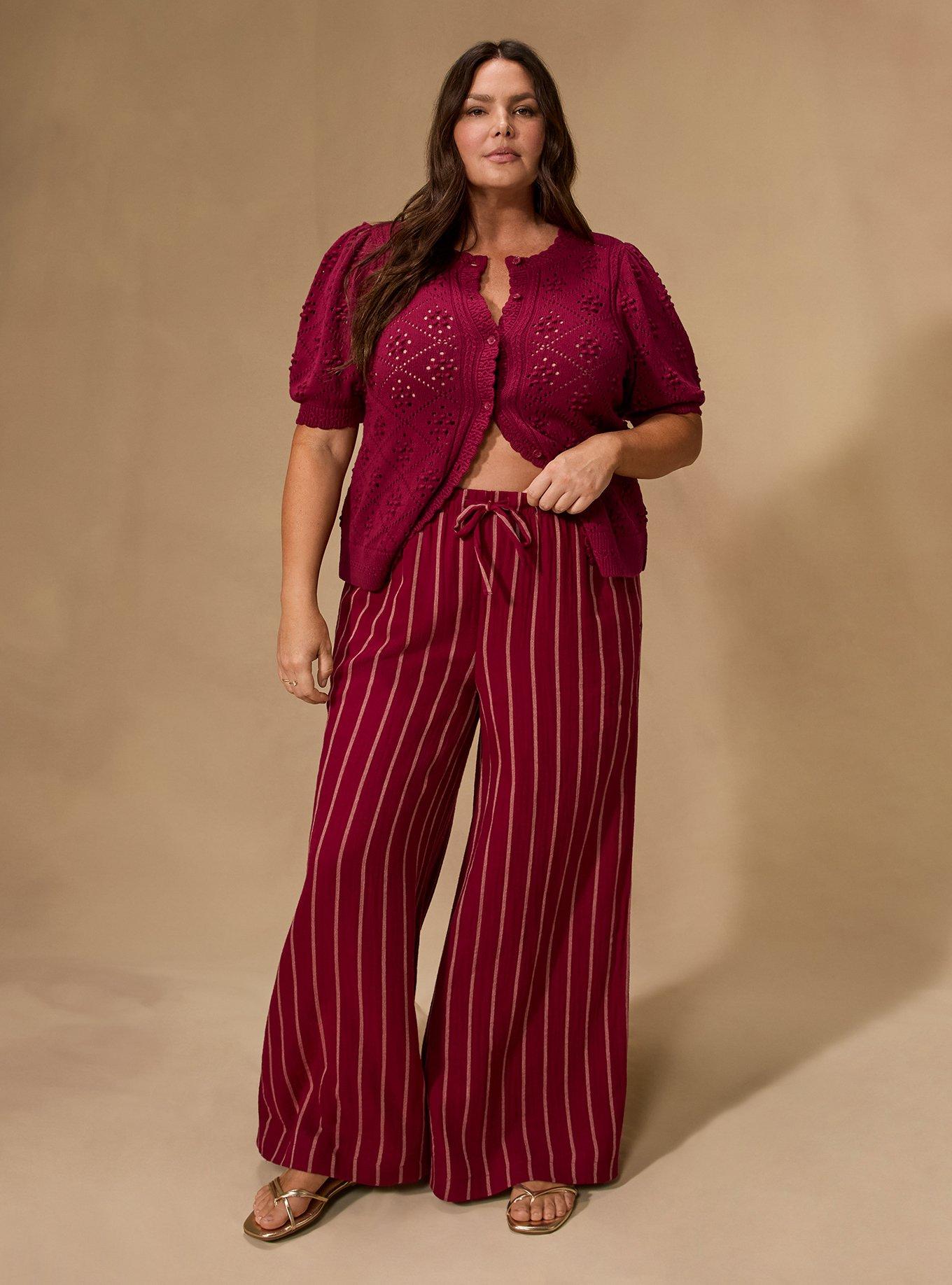 Belle Isle Scallop Edge Cardigan, BEET RED, alternate