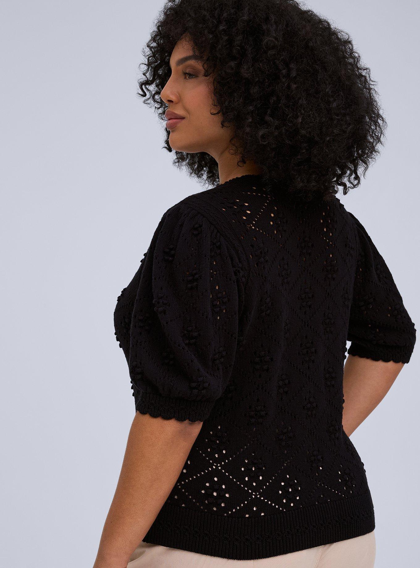 Belle Isle Scallop Edge Cardigan, DEEP BLACK, alternate