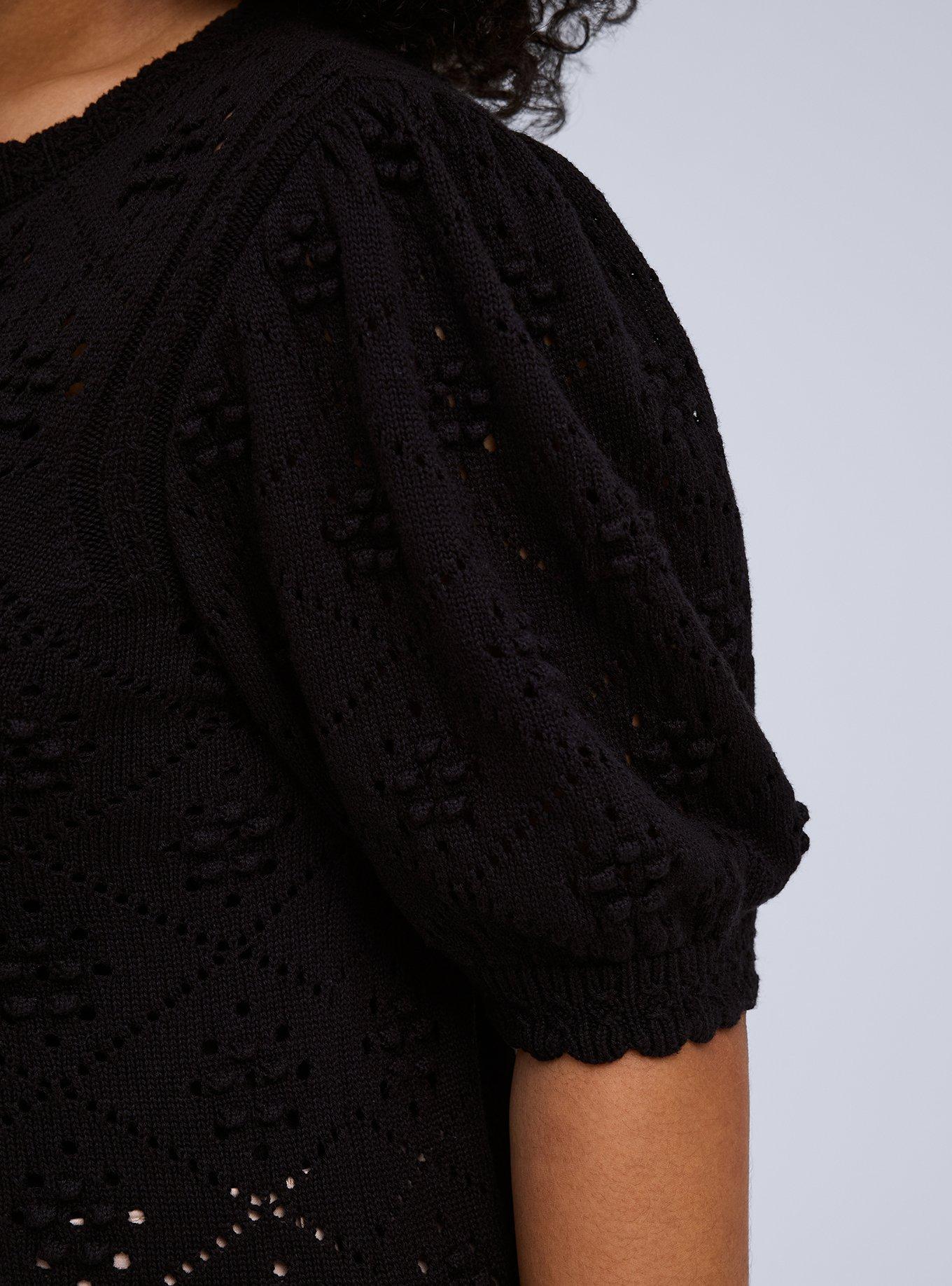 Belle Isle Scallop Edge Cardigan, DEEP BLACK, alternate