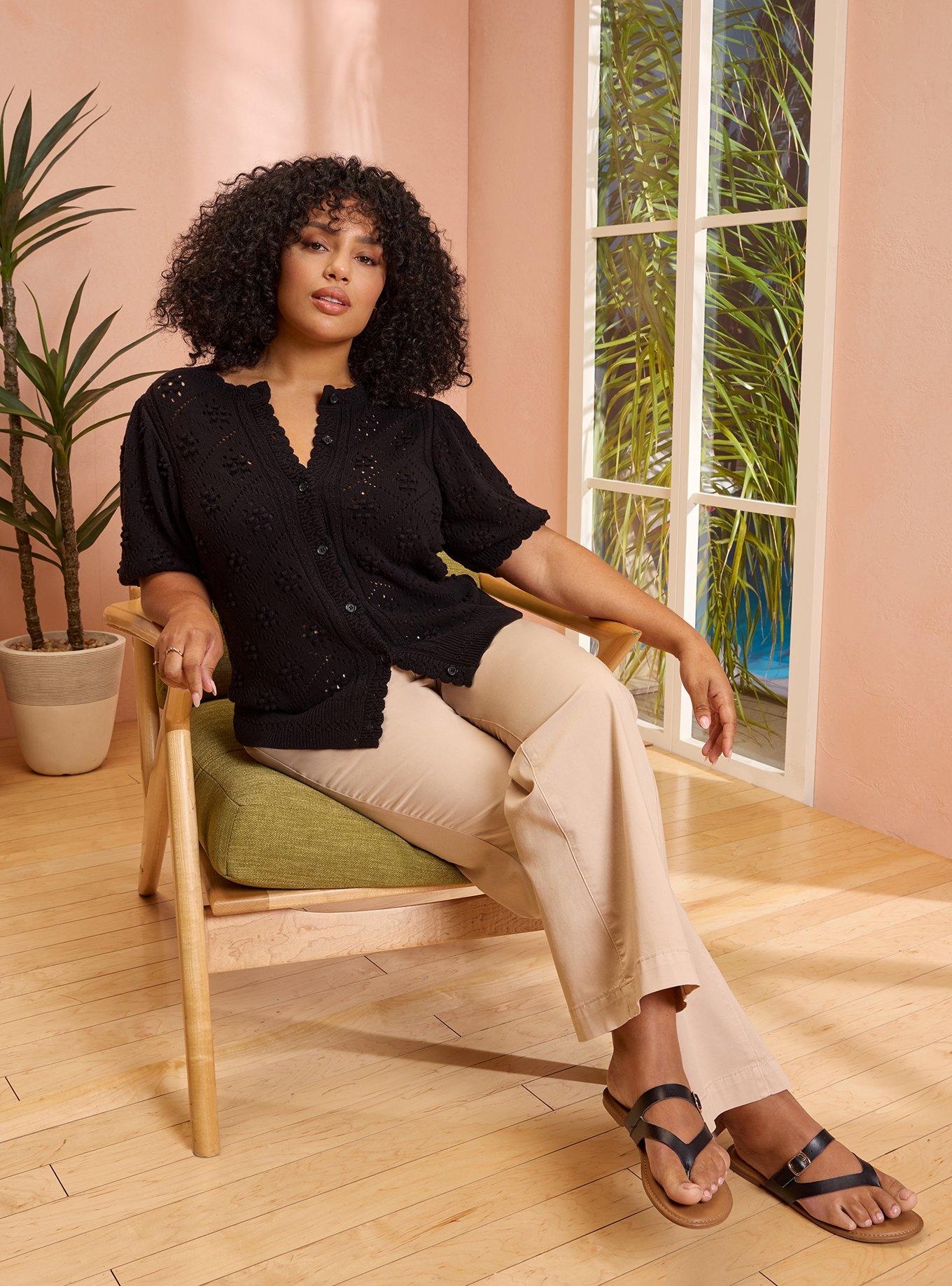 Belle Isle Scallop Edge Cardigan, DEEP BLACK, alternate