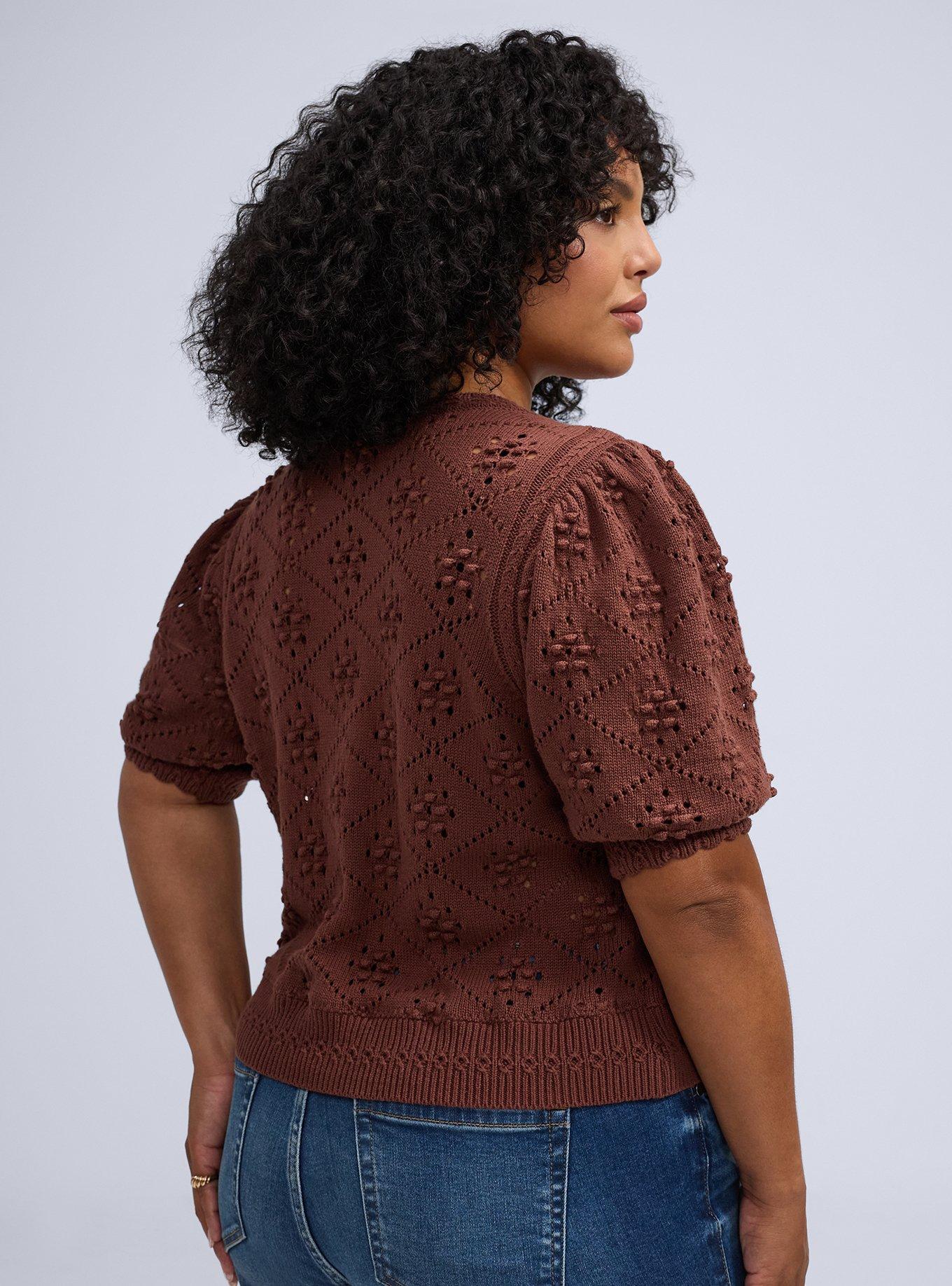 Belle Isle Scallop Edge Cardigan, ROOT BEER, alternate