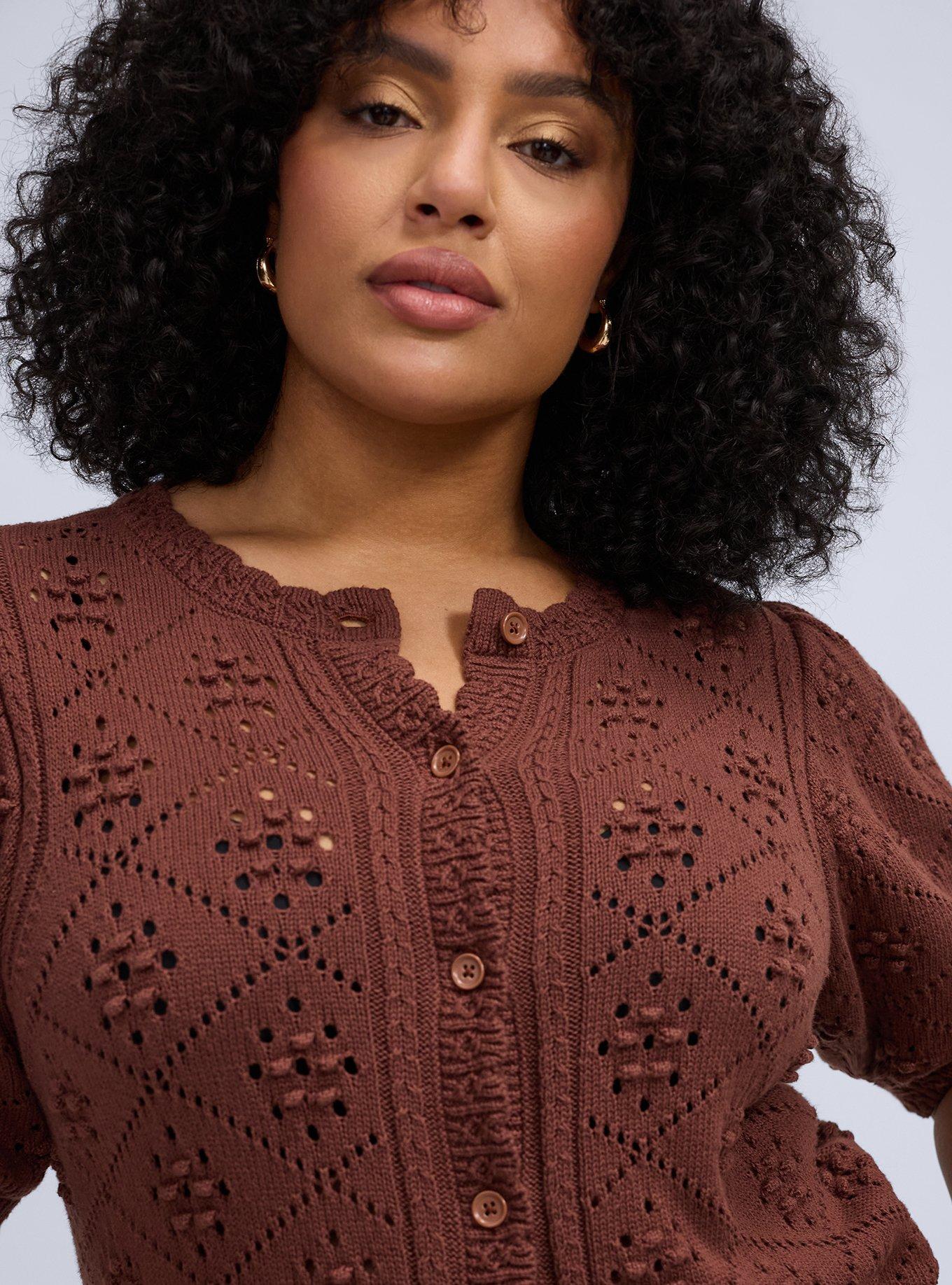 Belle Isle Scallop Edge Cardigan, ROOT BEER, alternate