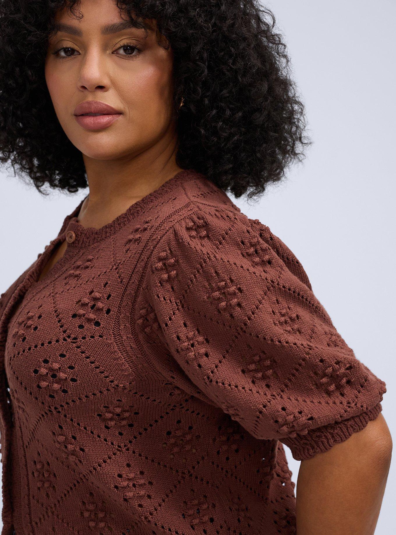 Belle Isle Scallop Edge Cardigan, ROOT BEER, alternate