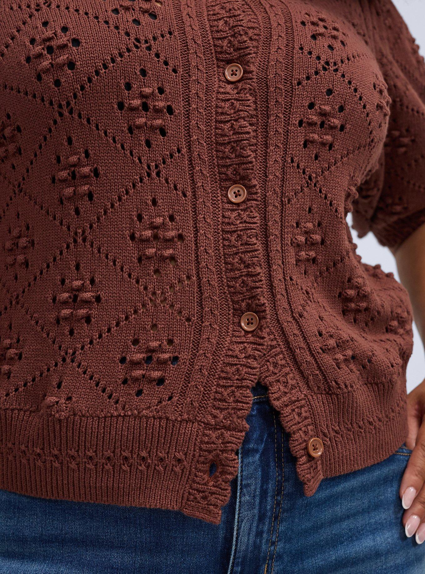 Belle Isle Scallop Edge Cardigan, ROOT BEER, alternate