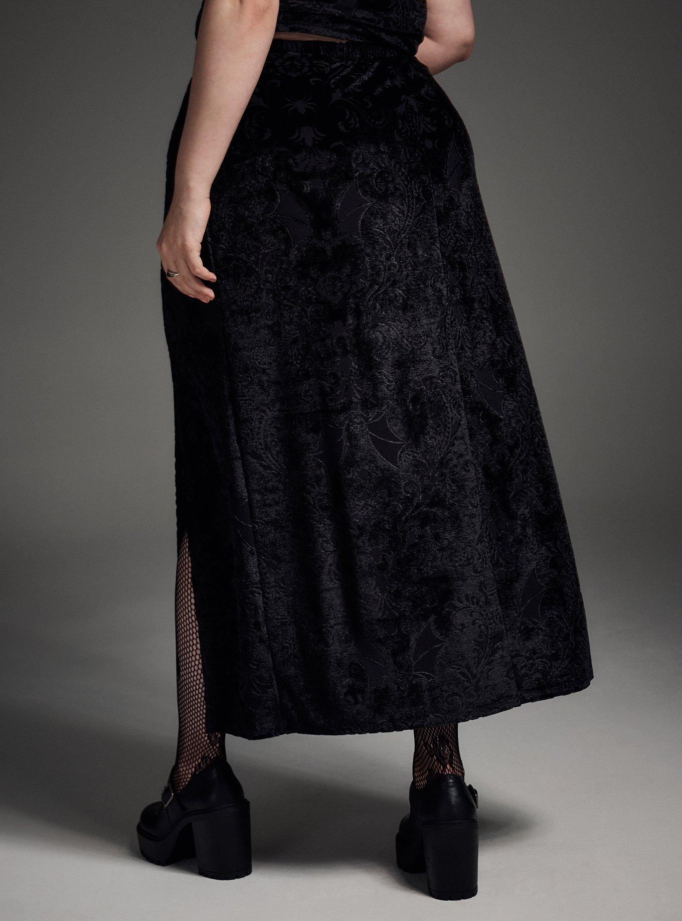 Nightfall Burnout Velvet Double Slit Maxi Skirt