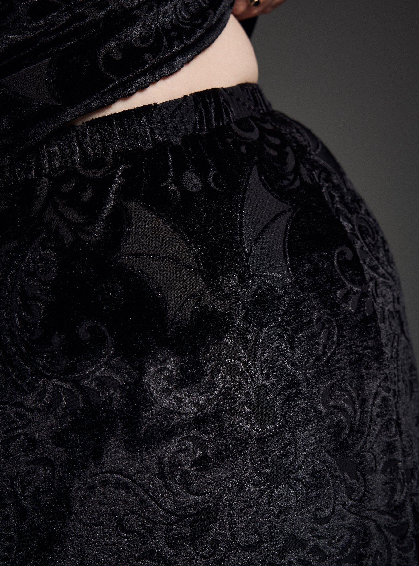 Nightfall Burnout Velvet Double Slit Maxi Skirt
