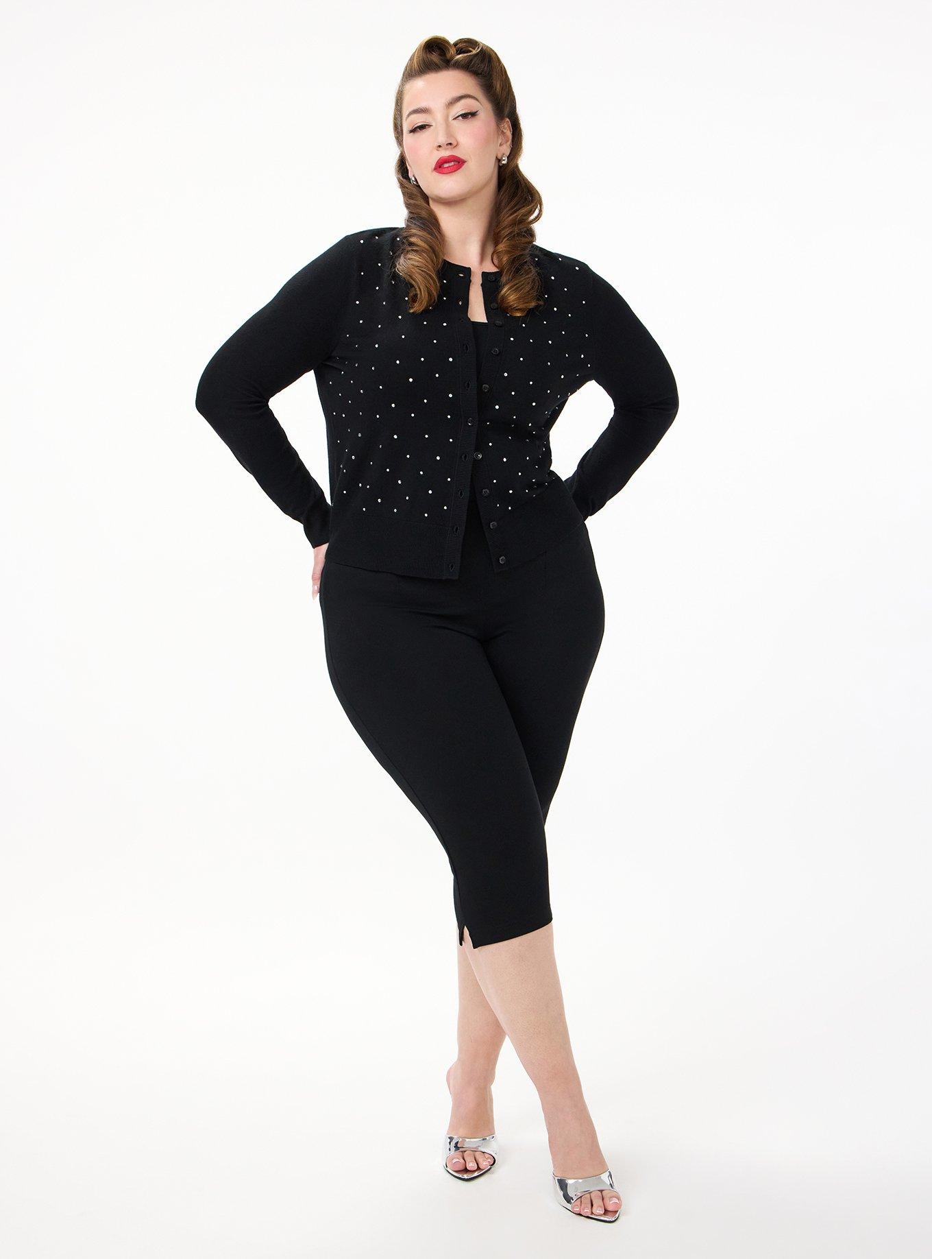 Retro Chic Embroidered Cardigan, DEEP BLACK, alternate