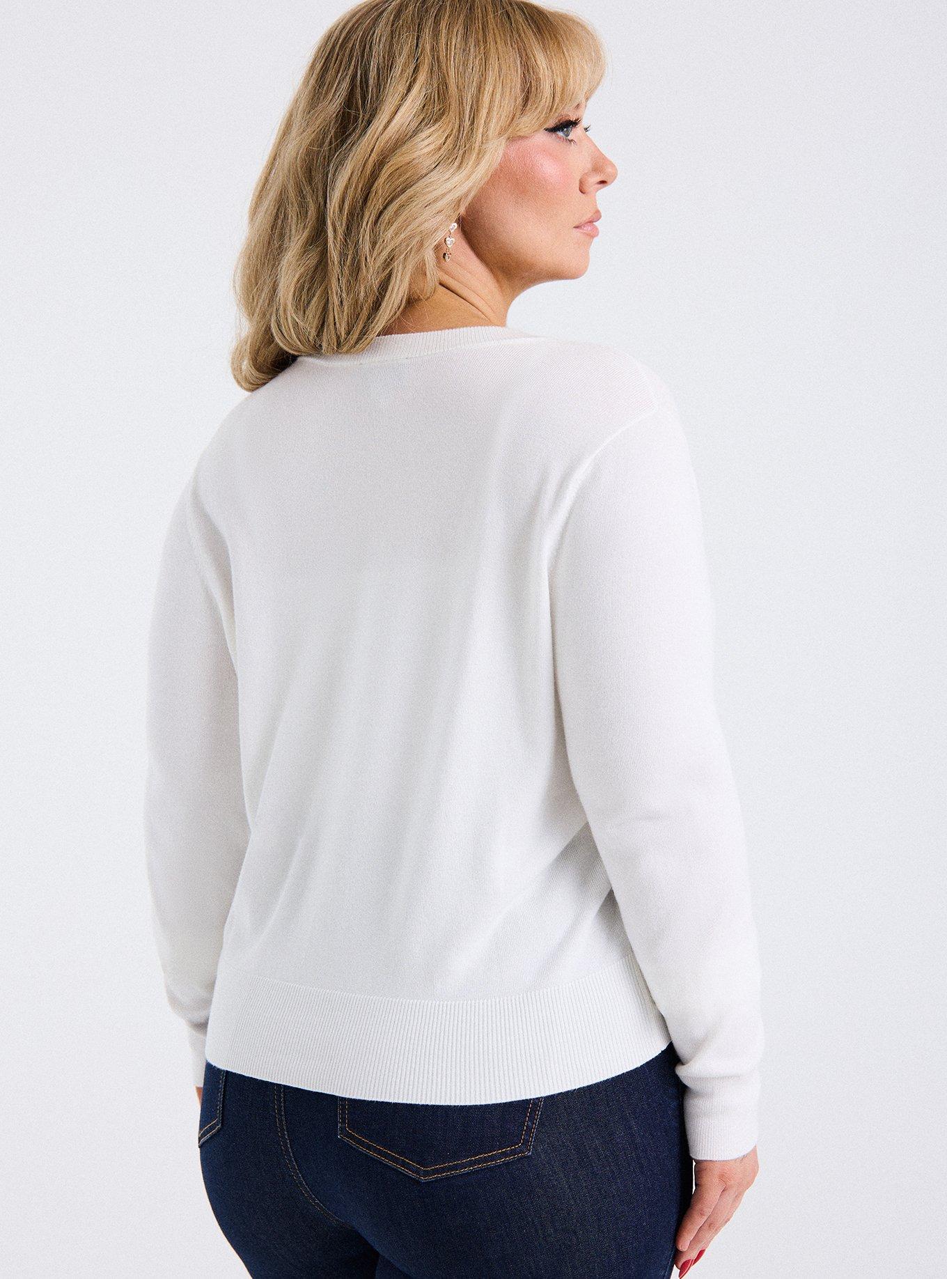 Retro Chic Embroidered Cardigan, TWO LEMONS BLANC DE BLANC, alternate