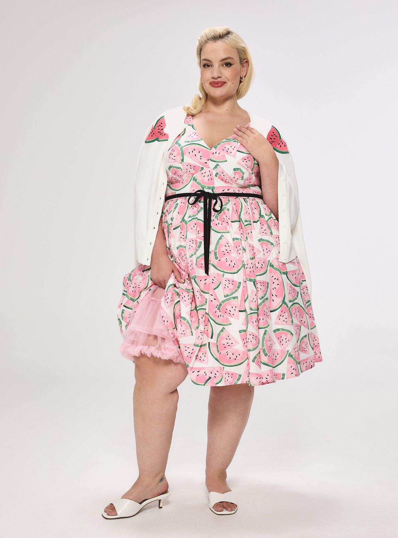 Retro Chic Embroidered Cardigan, WATERMELONS BLANC DE BLANC, alternate