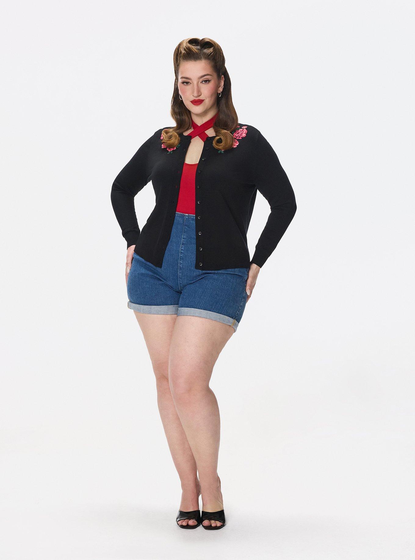 Retro Chic Embroidered Cardigan, FULL OF ROSES DEEP BLACK, alternate