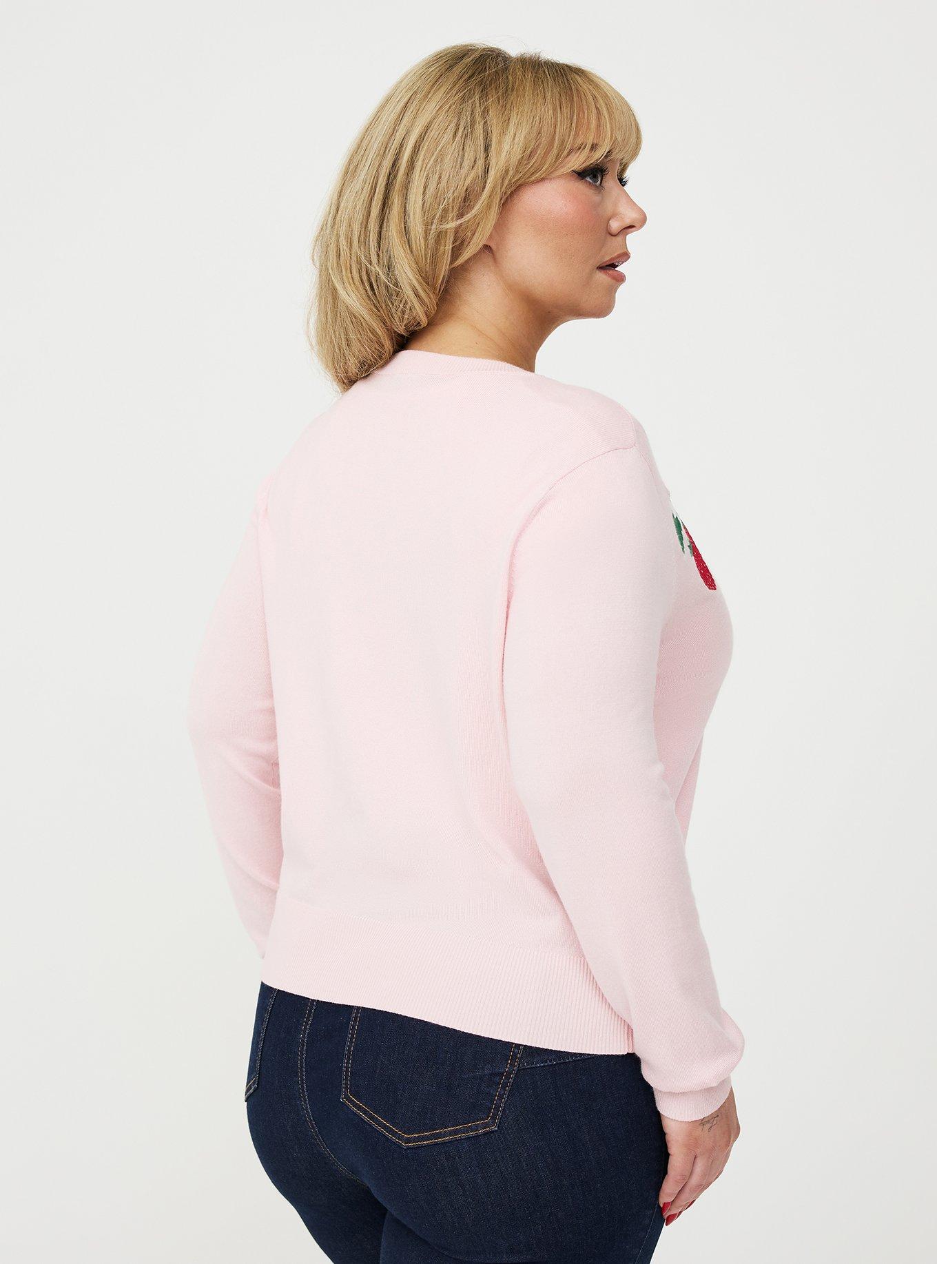 Retro Chic Embroidered Cardigan, TWIN STRAWBERRIES ICY PINK, alternate