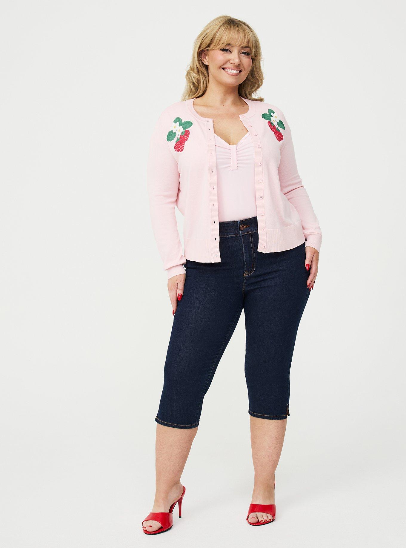 Retro Chic Embroidered Cardigan, TWIN STRAWBERRIES ICY PINK, alternate