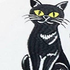 Retro Chic Embroidered Cardigan, BLACK KITTY CAT, swatch