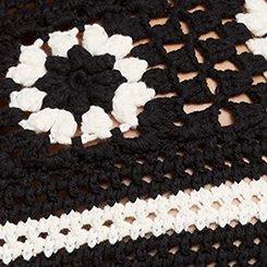 Belle Isle Ruffle-Sleeve Crochet Sweater, DEEP BLACK WHISPER WHITE, swatch