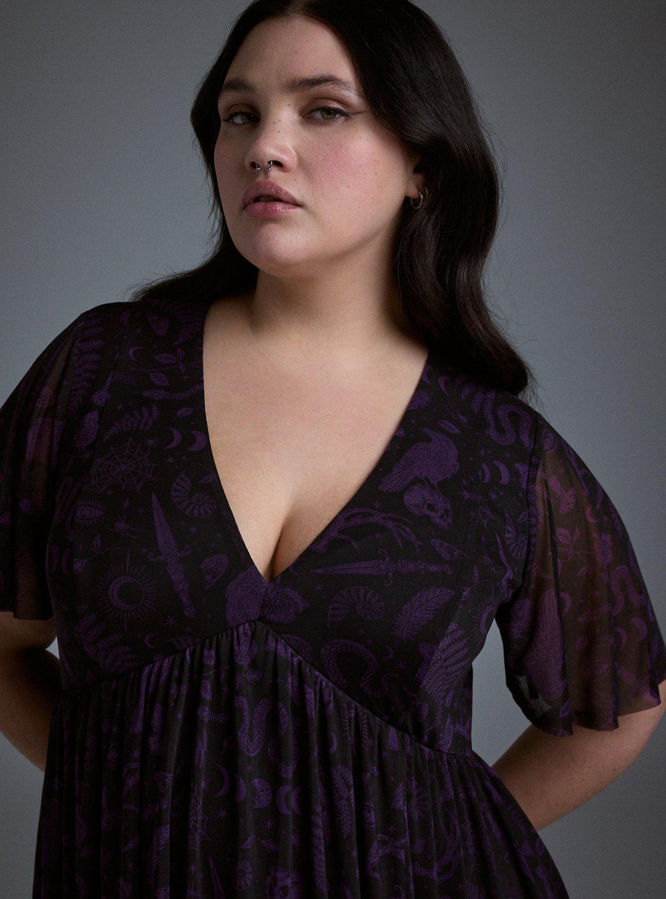 NIGHTFALL MESH TIERED MINI DRESS, WITCHY THINGS BLACK, alternate