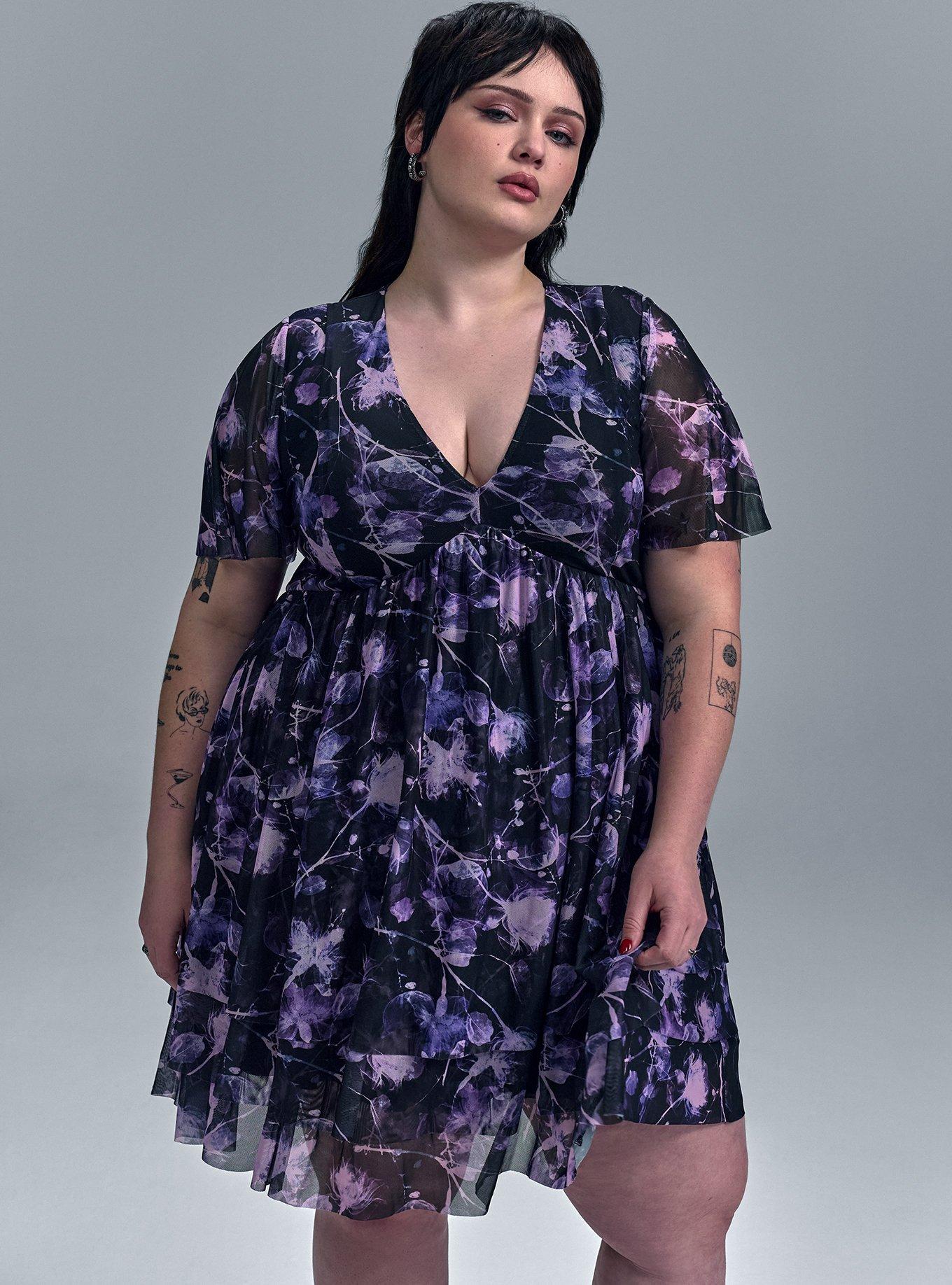 Nightfall Mesh Tiered Mini Dress, SHADOW FLORAL PINK, alternate