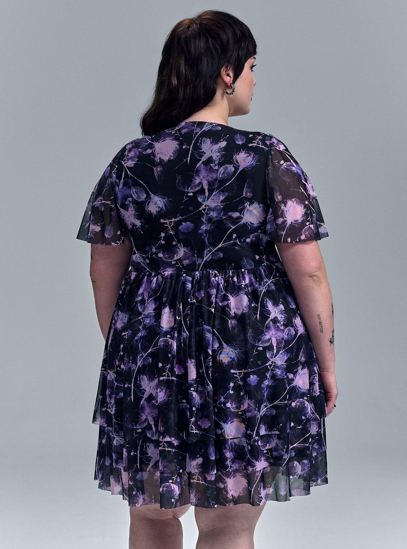 Nightfall Mesh Tiered Mini Dress, SHADOW FLORAL PINK, alternate