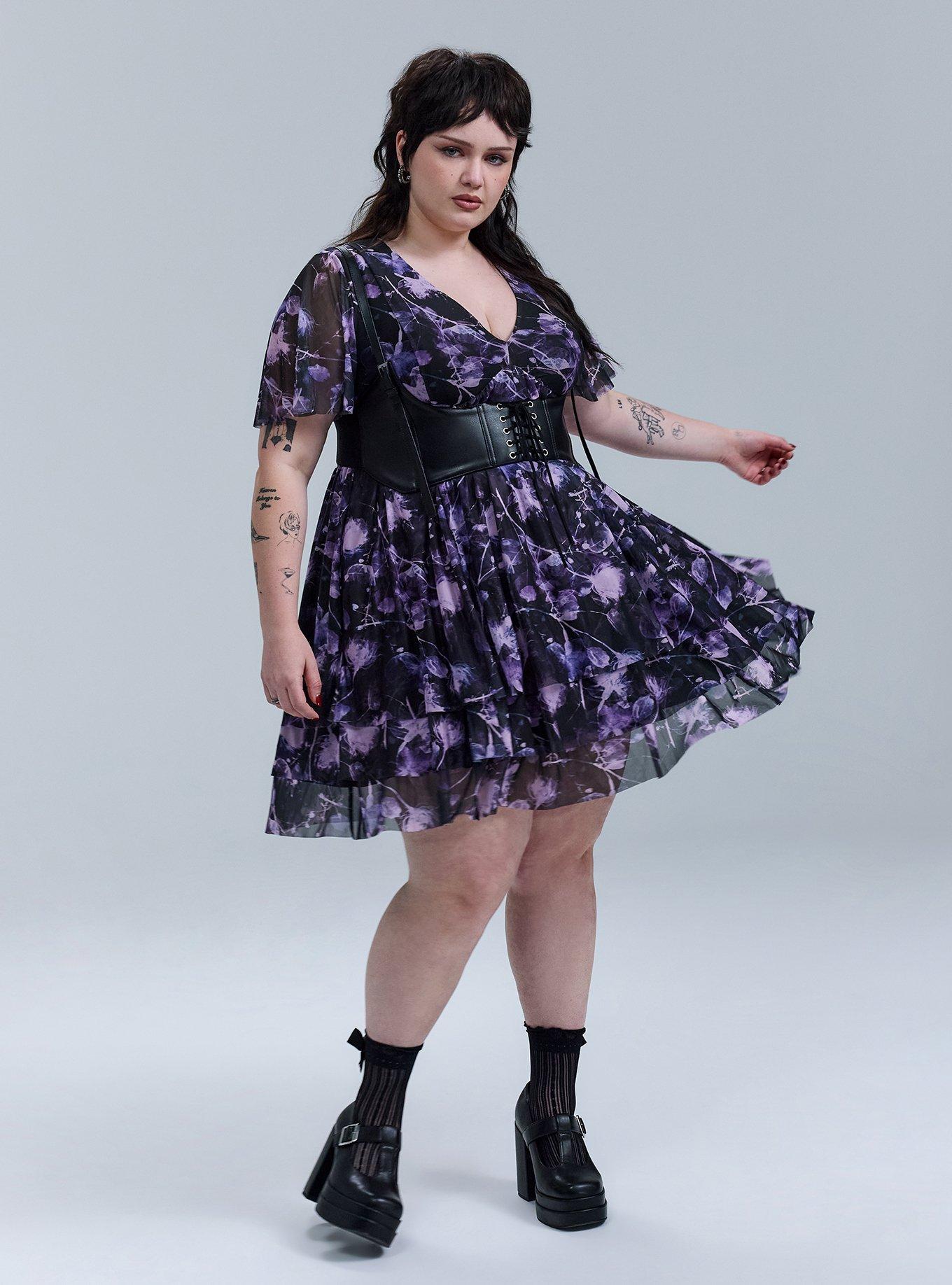 Nightfall Mesh Tiered Mini Dress, SHADOW FLORAL PINK, alternate