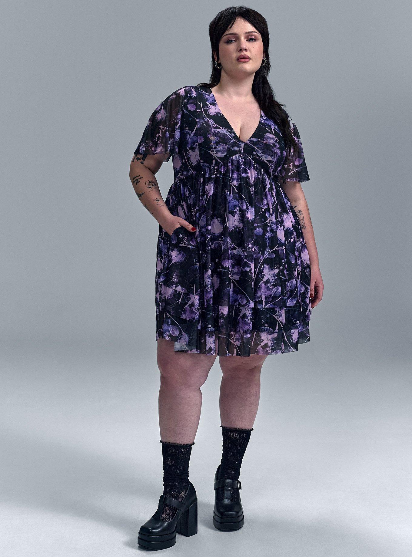 Nightfall Mesh Tiered Mini Dress, SHADOW FLORAL PINK, hi-res