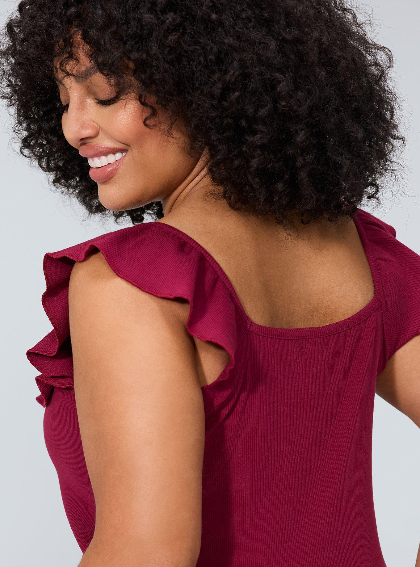 Belle Isle Flutter Sleeve Tank, BEET RED, alternate