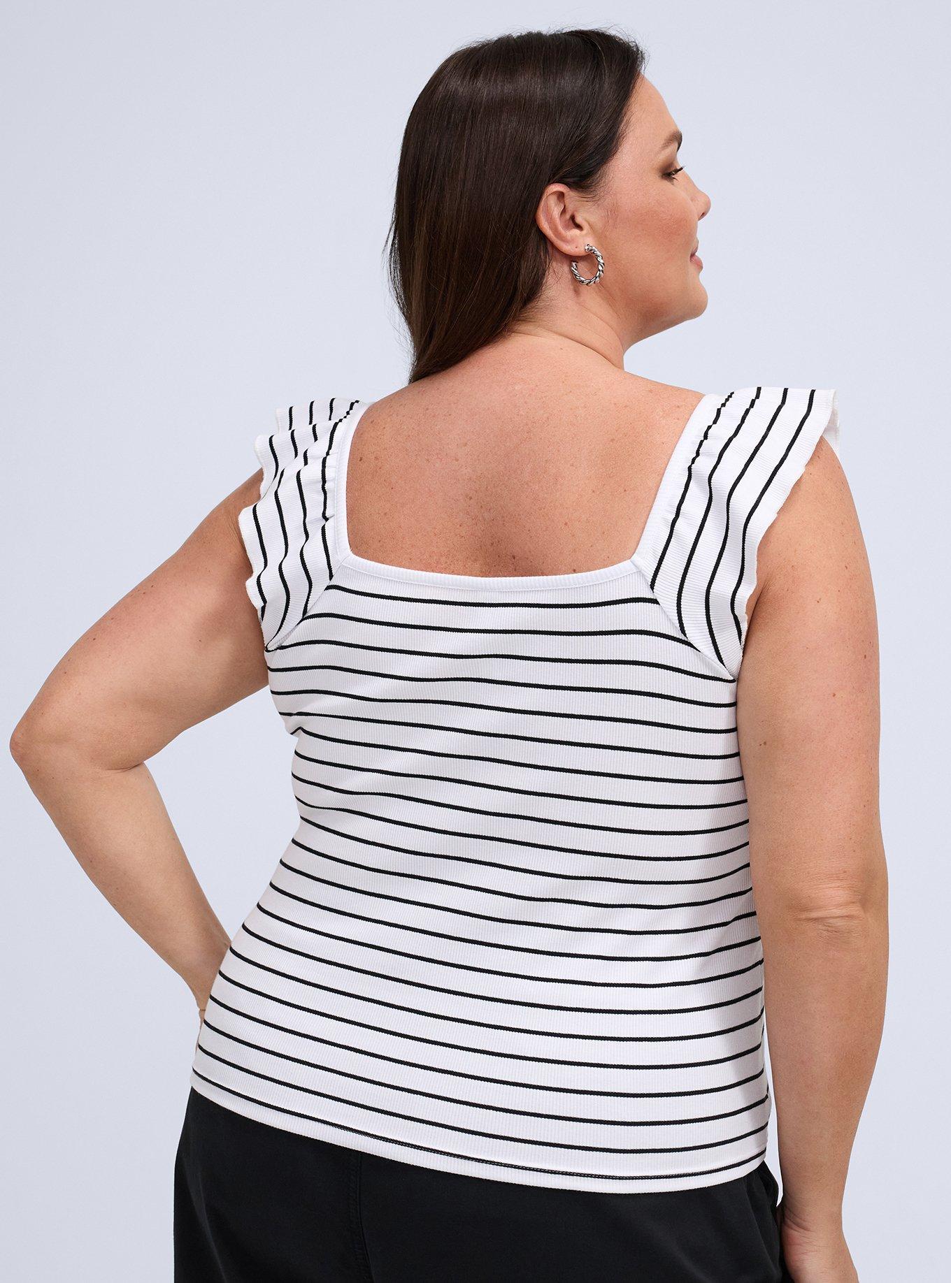 Belle Isle Flutter Sleeve Tank, PERFECT STRIPE DEEP BLACK, alternate