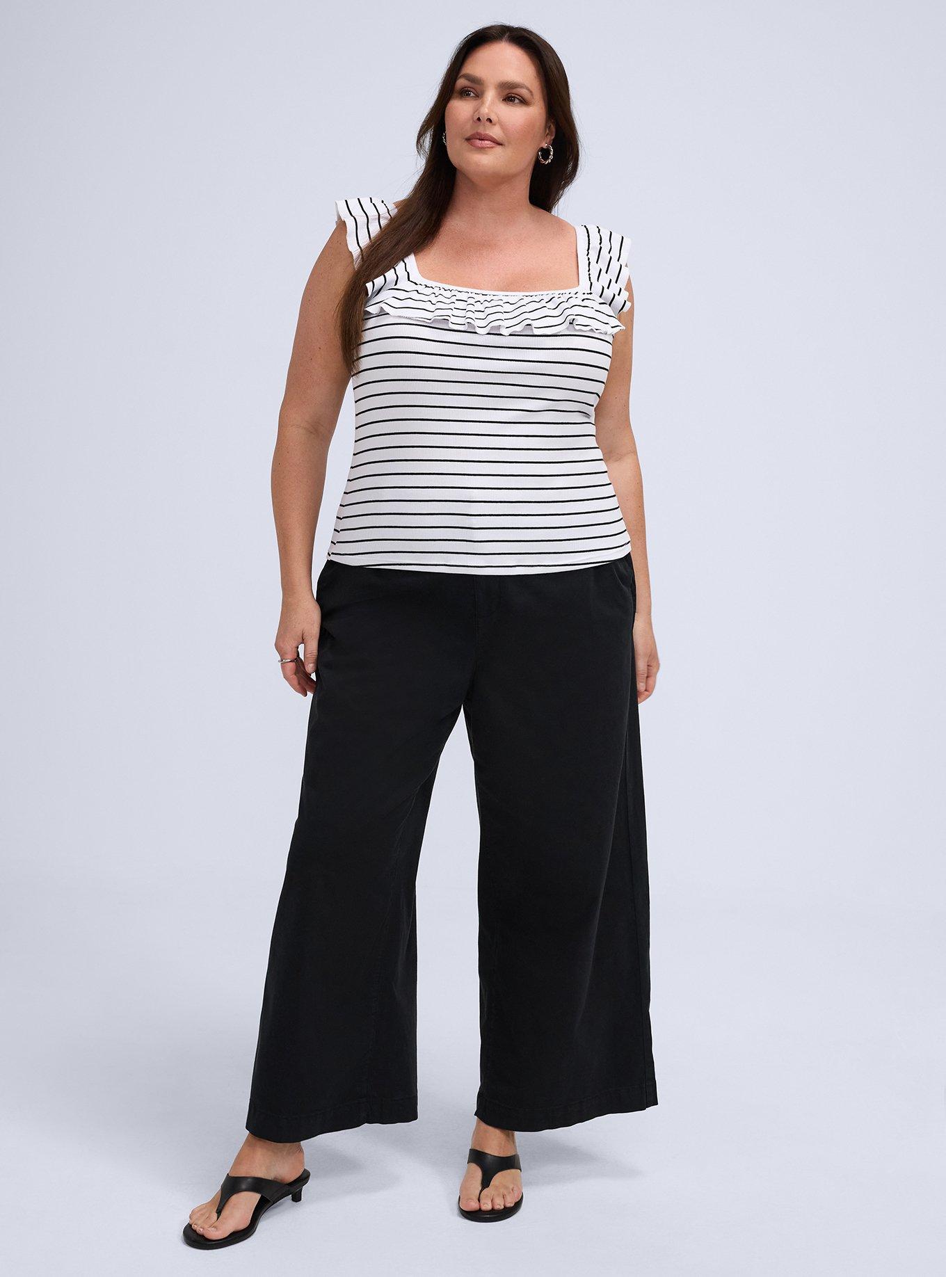 Belle Isle Flutter Sleeve Tank, PERFECT STRIPE DEEP BLACK, alternate