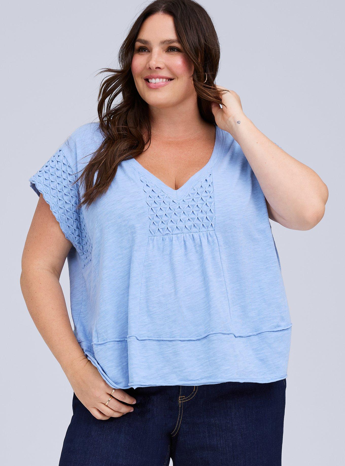 Belle Isle Smocked Trapeze Top, FOREVER BLUE, hi-res
