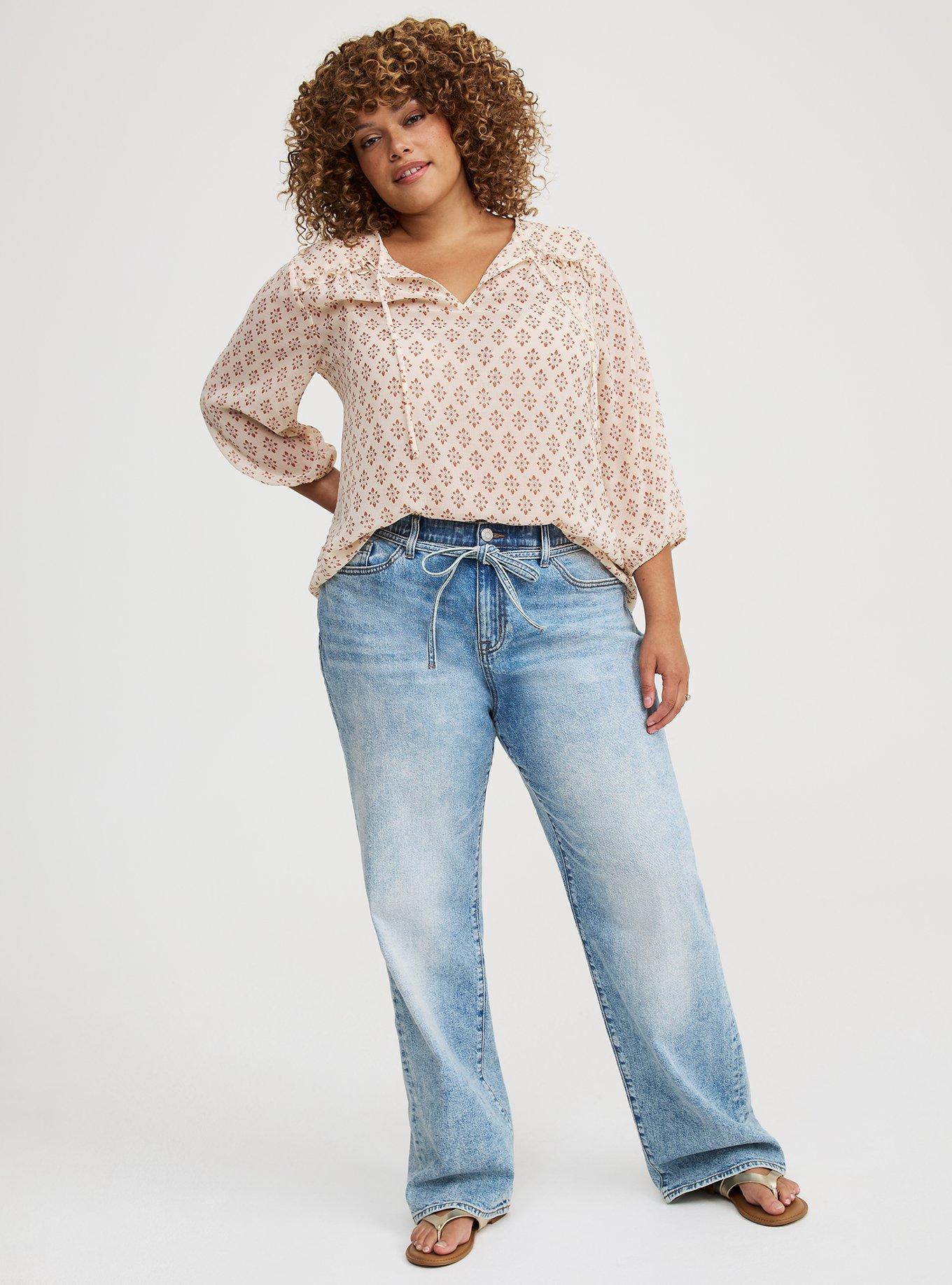 Crinkle Chiffon 3/4 Sleeve Blouse