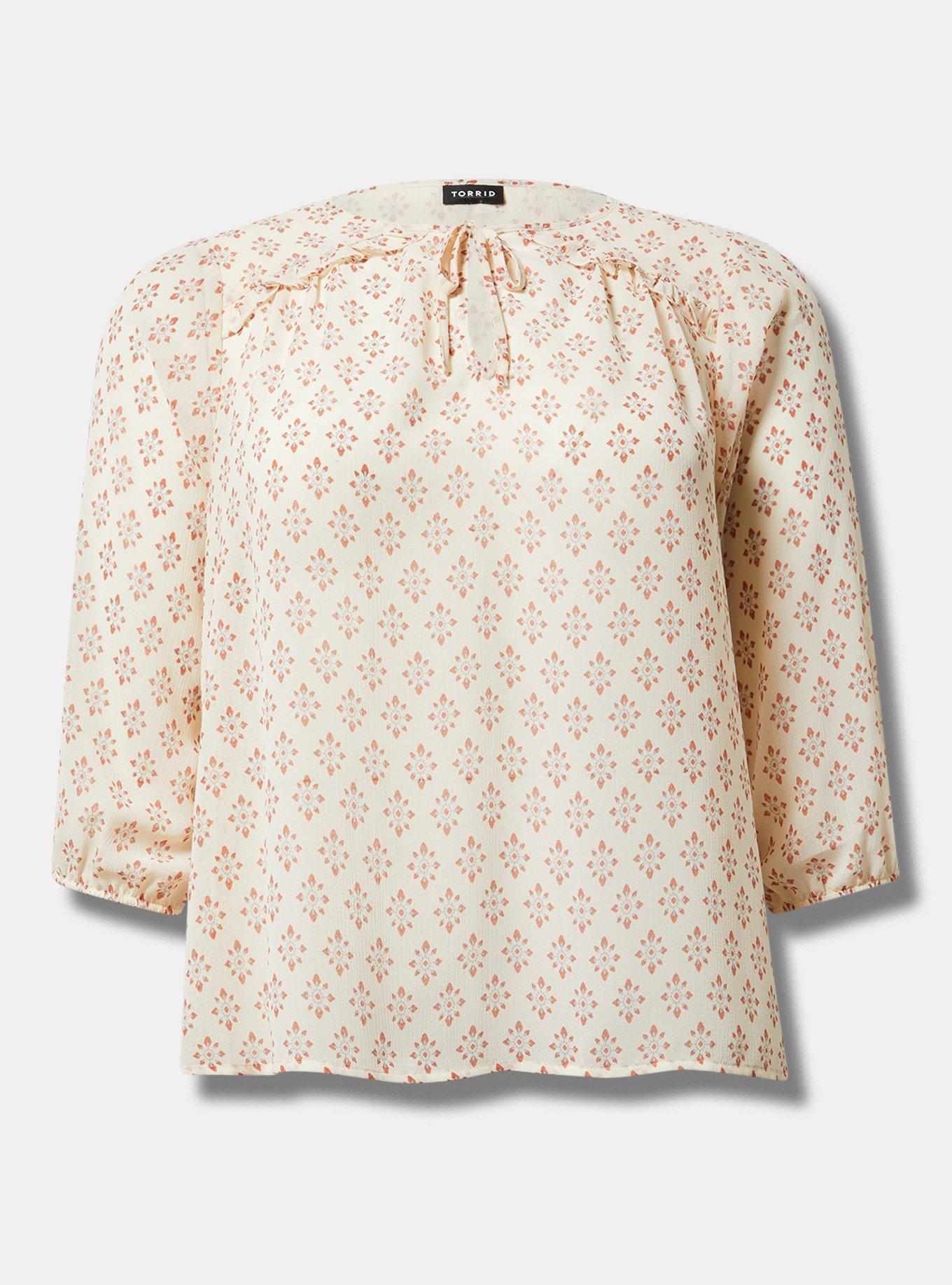 Crinkle Chiffon 3/4 Sleeve Blouse