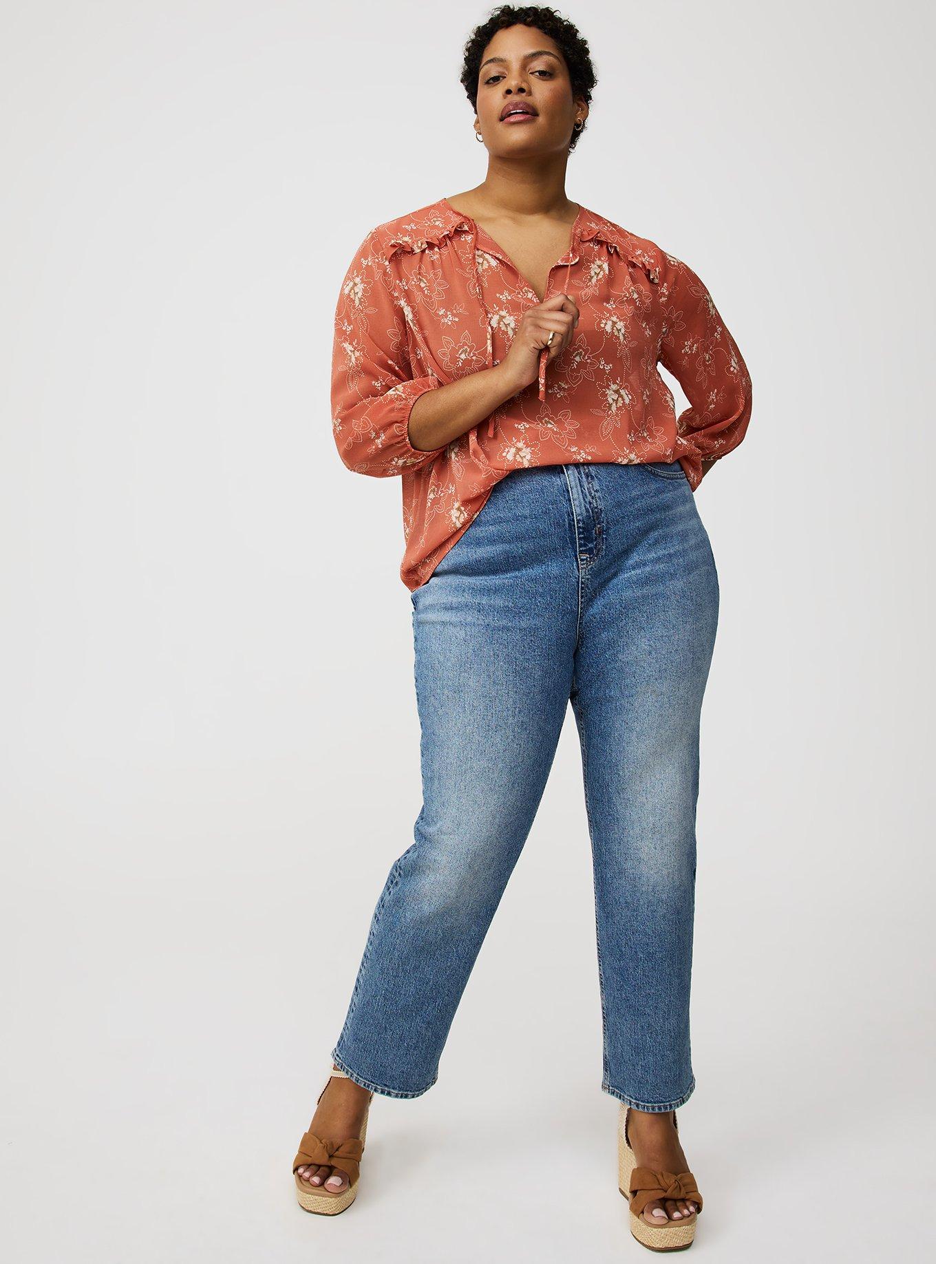 Crinkle Chiffon 3/4 Sleeve Blouse