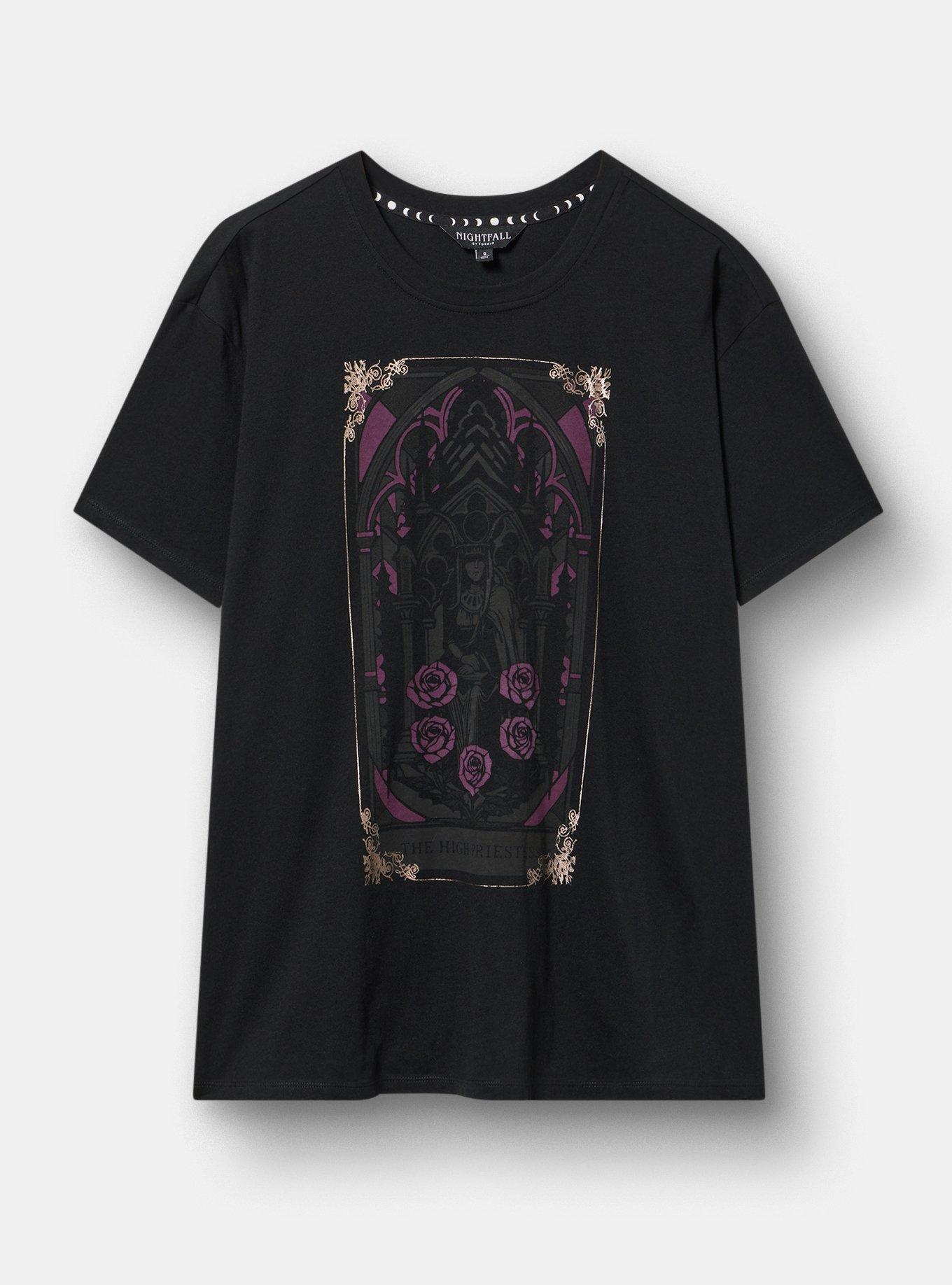 Plus Size NIGHTFALL OVERSIZED HERITAGE JERSEY TEE, HIGH PRIESTESS DEEP BLACK, hi-res