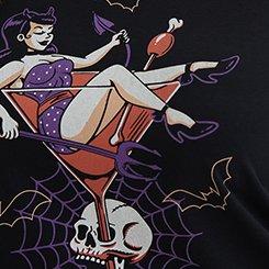 Retro Chic Fitted Ringer Crop Tee, RETRO COCKTAIL DEVIL GIRL, swatch