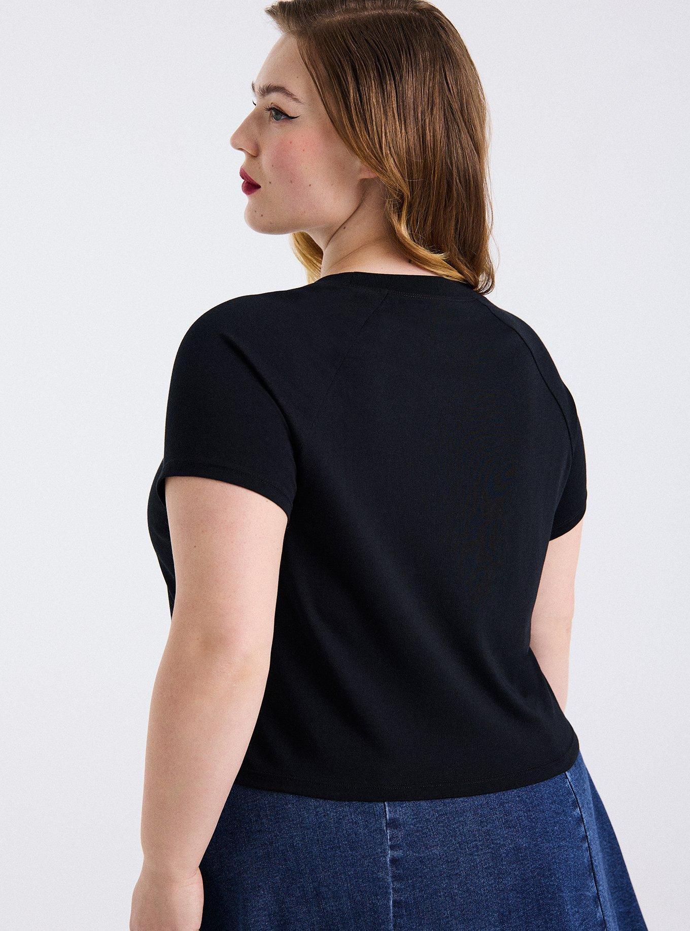 Retro Chic Fitted Vintage Jersey Crop Tee, PRETTY BUT PETTY DEEP BLACK, alternate