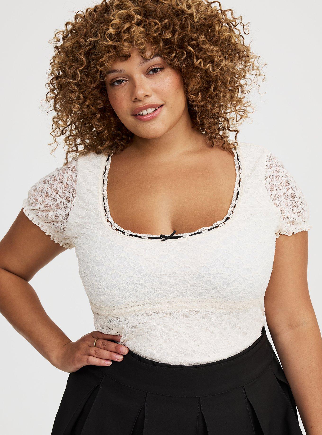 Stretch Lace Scoop-Neck Top