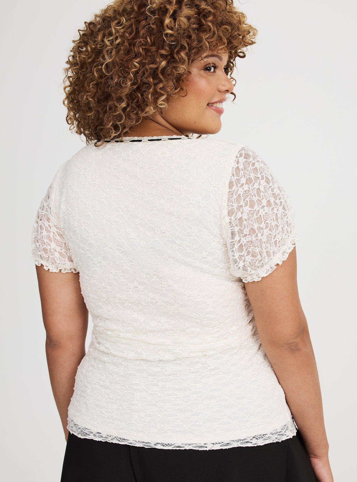 Stretch Lace Scoop-Neck Top