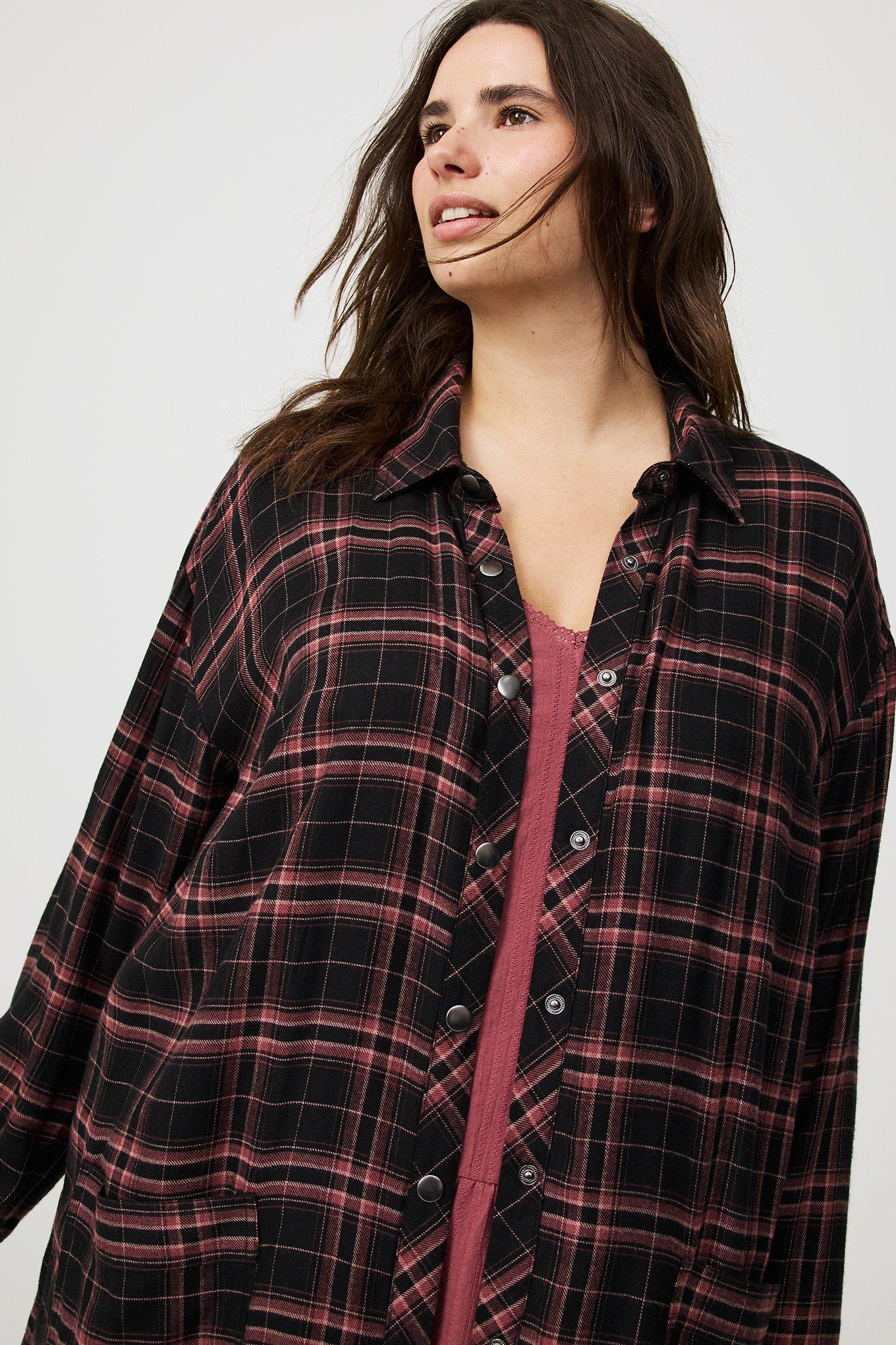 Oversized Flannel Kimono Shirt