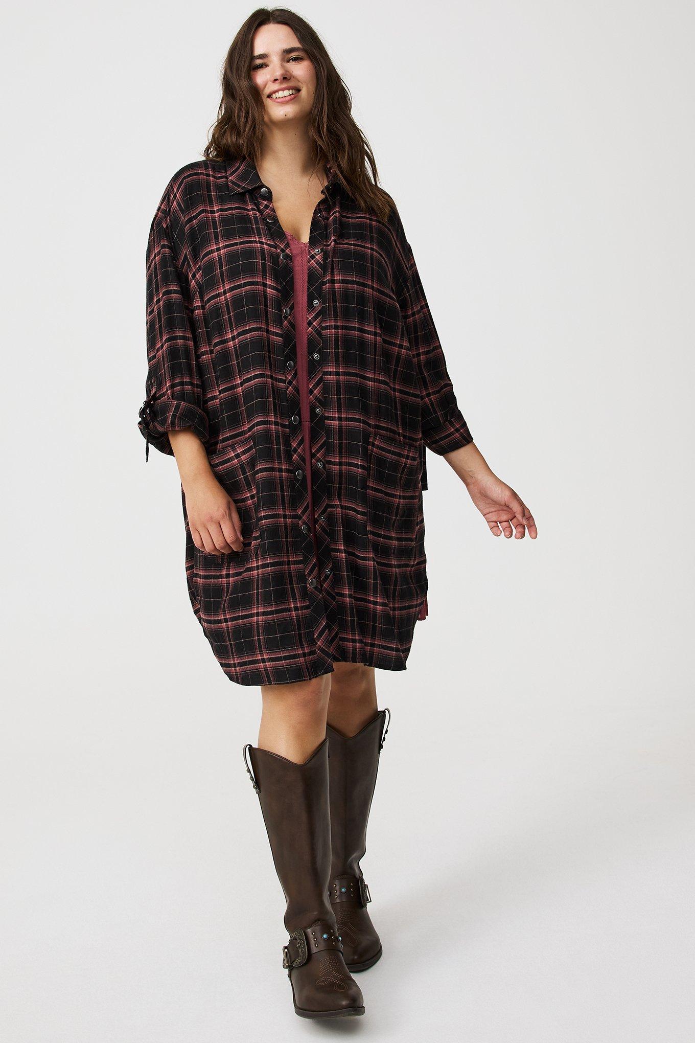Oversized Flannel Kimono Shirt