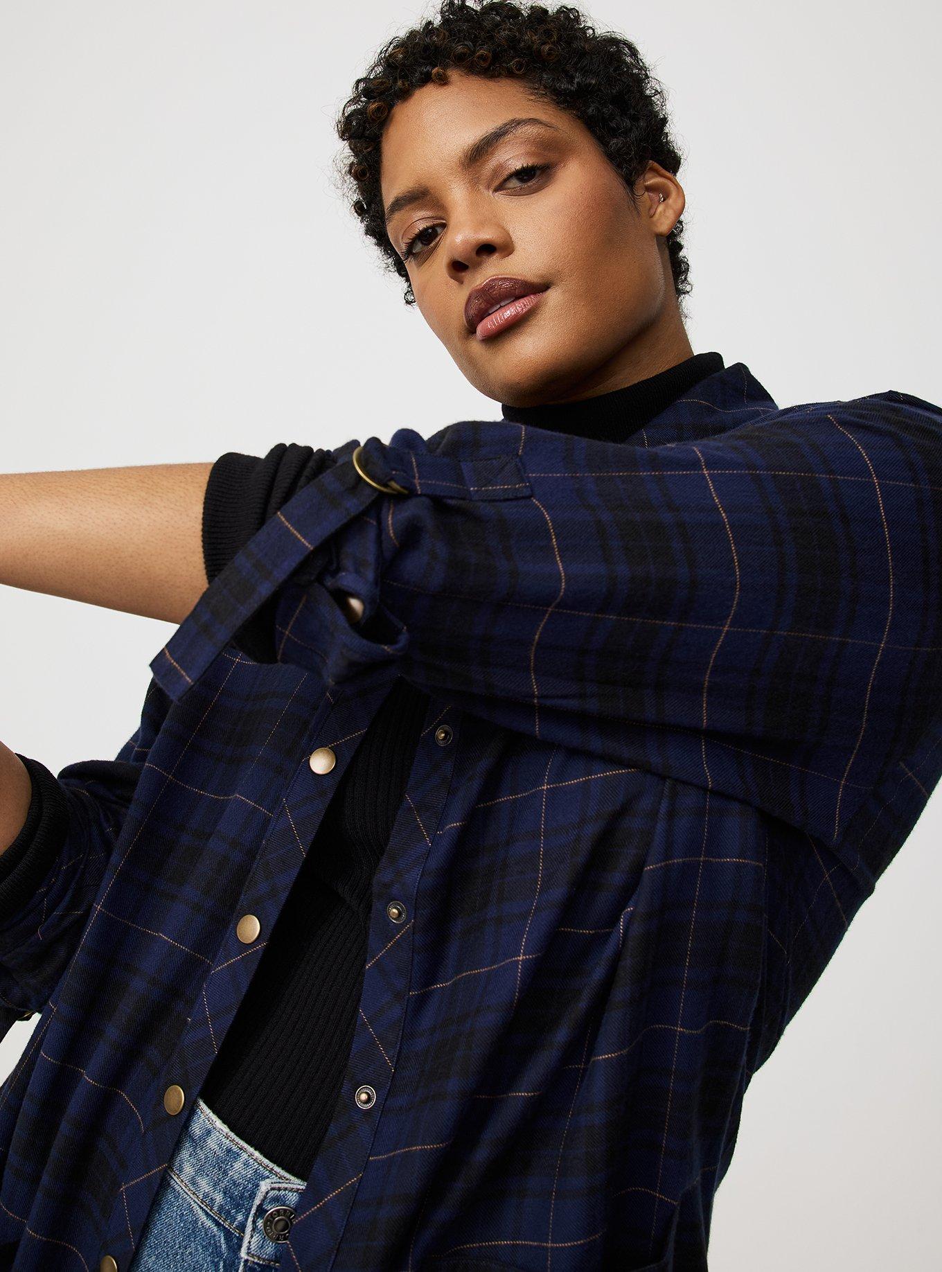 トップス Boro Harmony Kofu Vintage Plaid Shirt Plus Size - Oversized Flannel Kimono Shirt - Torrid