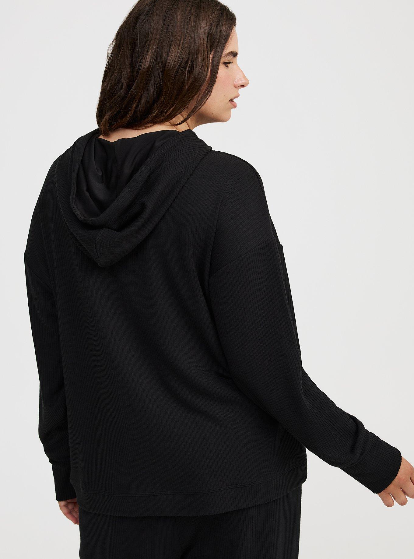 Textured Rib Cropped Lounge Hoodie