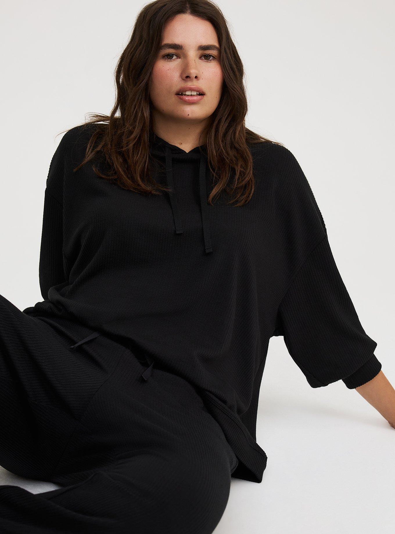 Textured Rib Cropped Lounge Hoodie