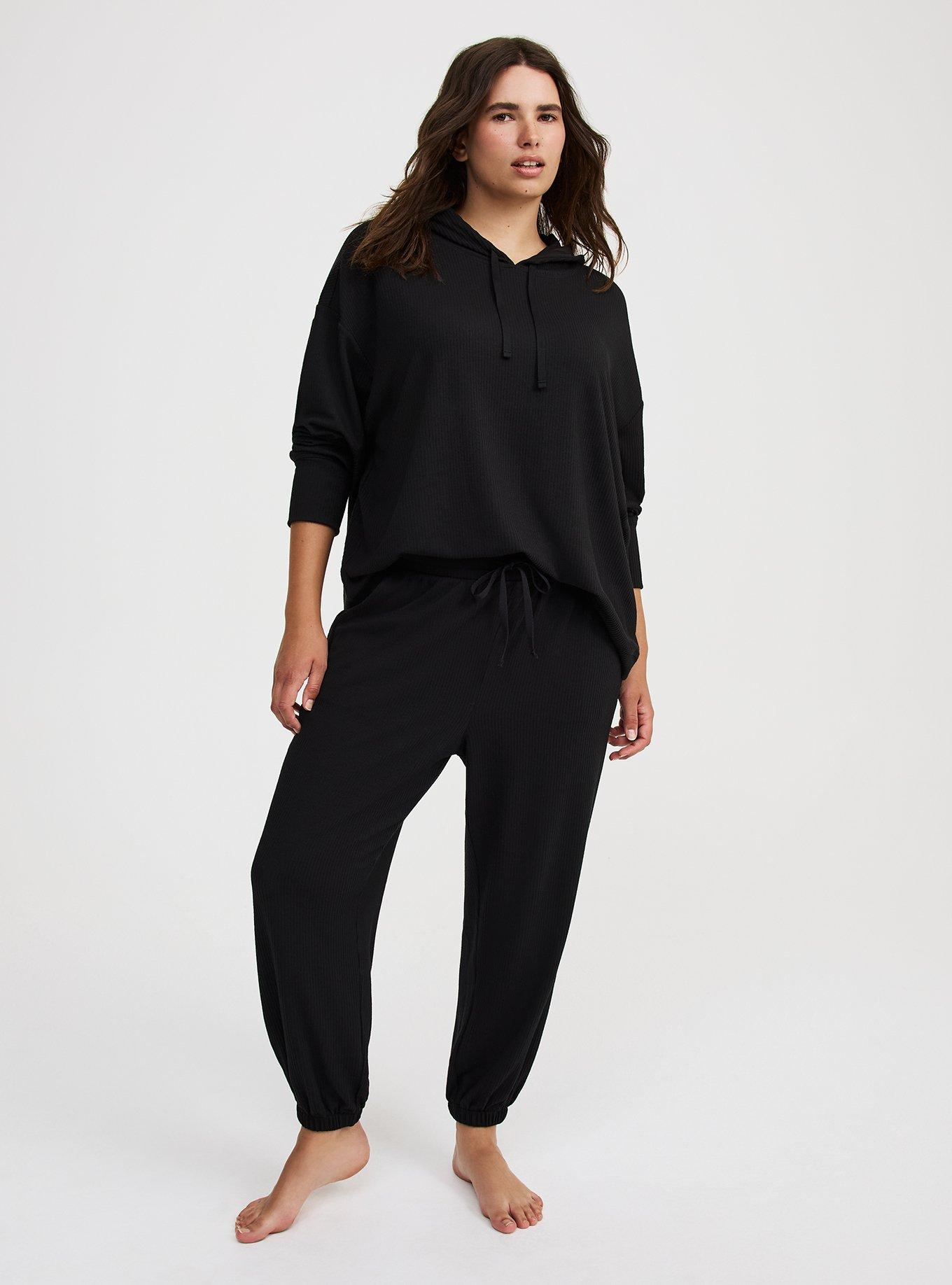 Textured Rib Cropped Lounge Hoodie