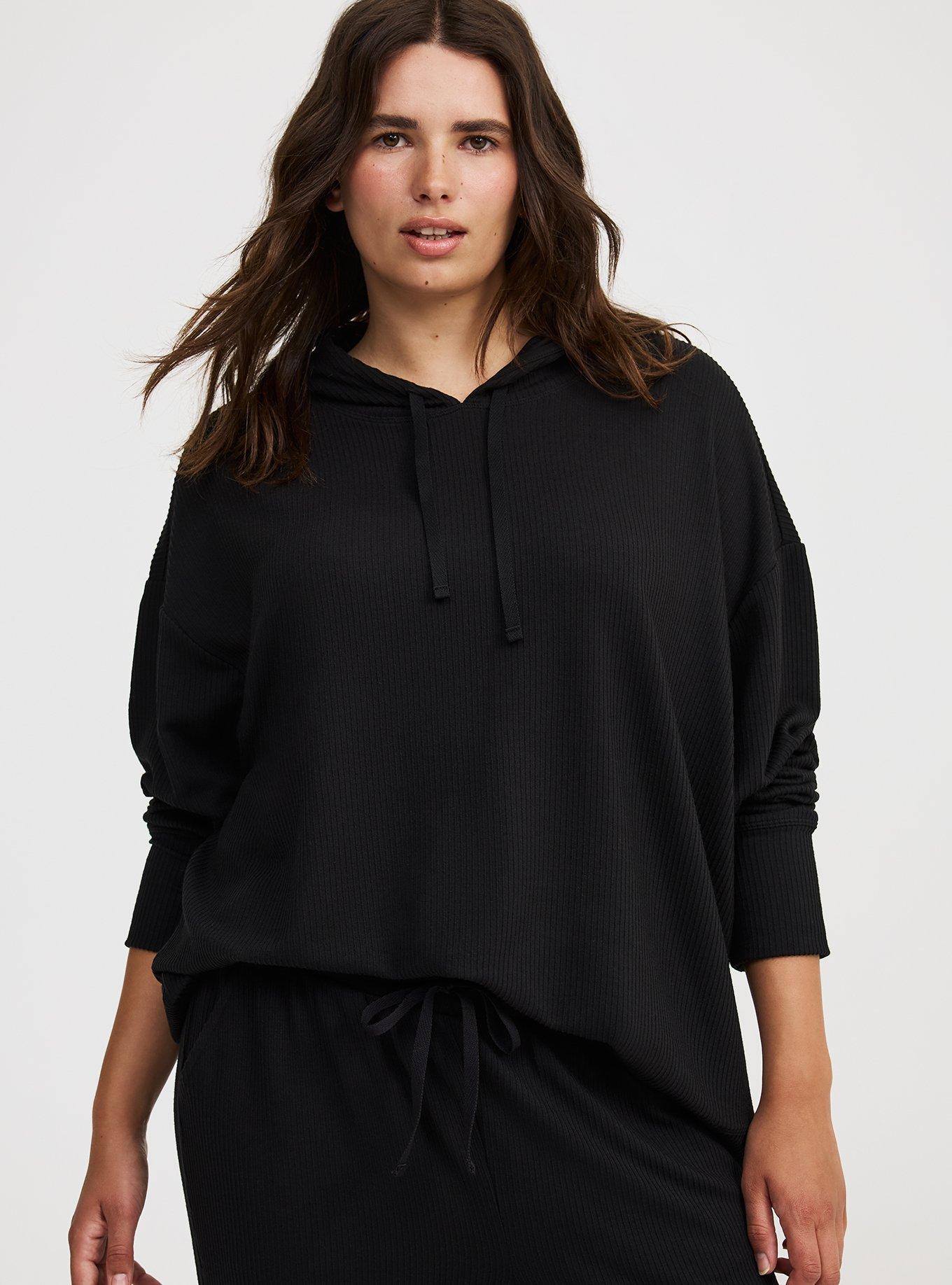 Textured Rib Cropped Lounge Hoodie