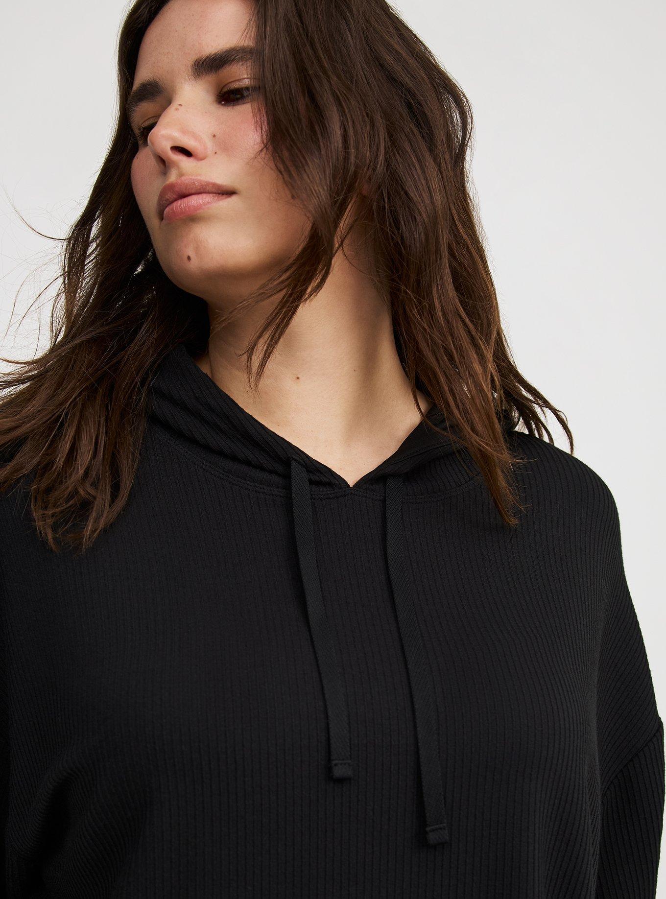 Textured Rib Cropped Lounge Hoodie